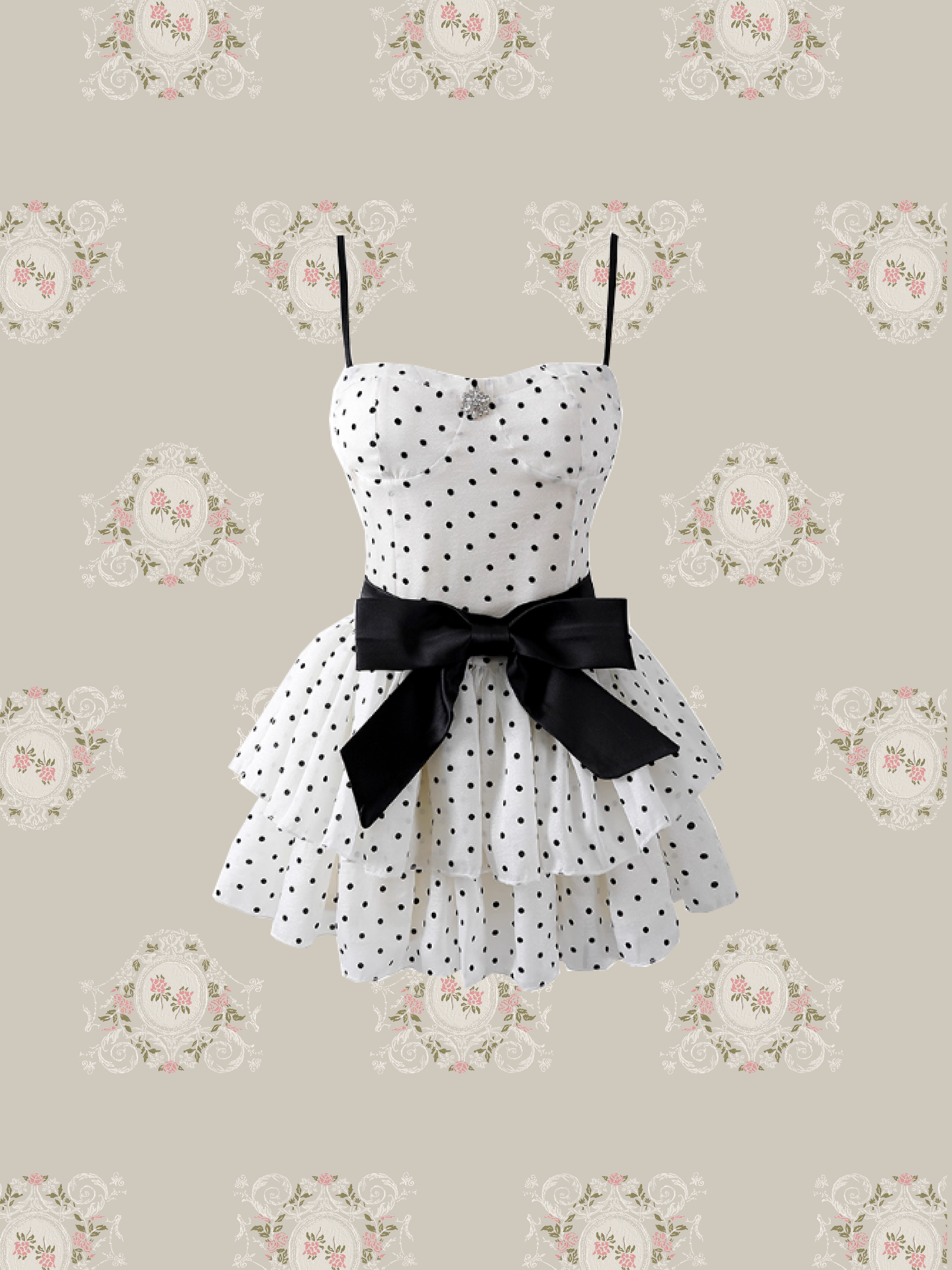 Princess Dots Ribbon Cami Dress/プリンセスドットリボンキャミワンピース
