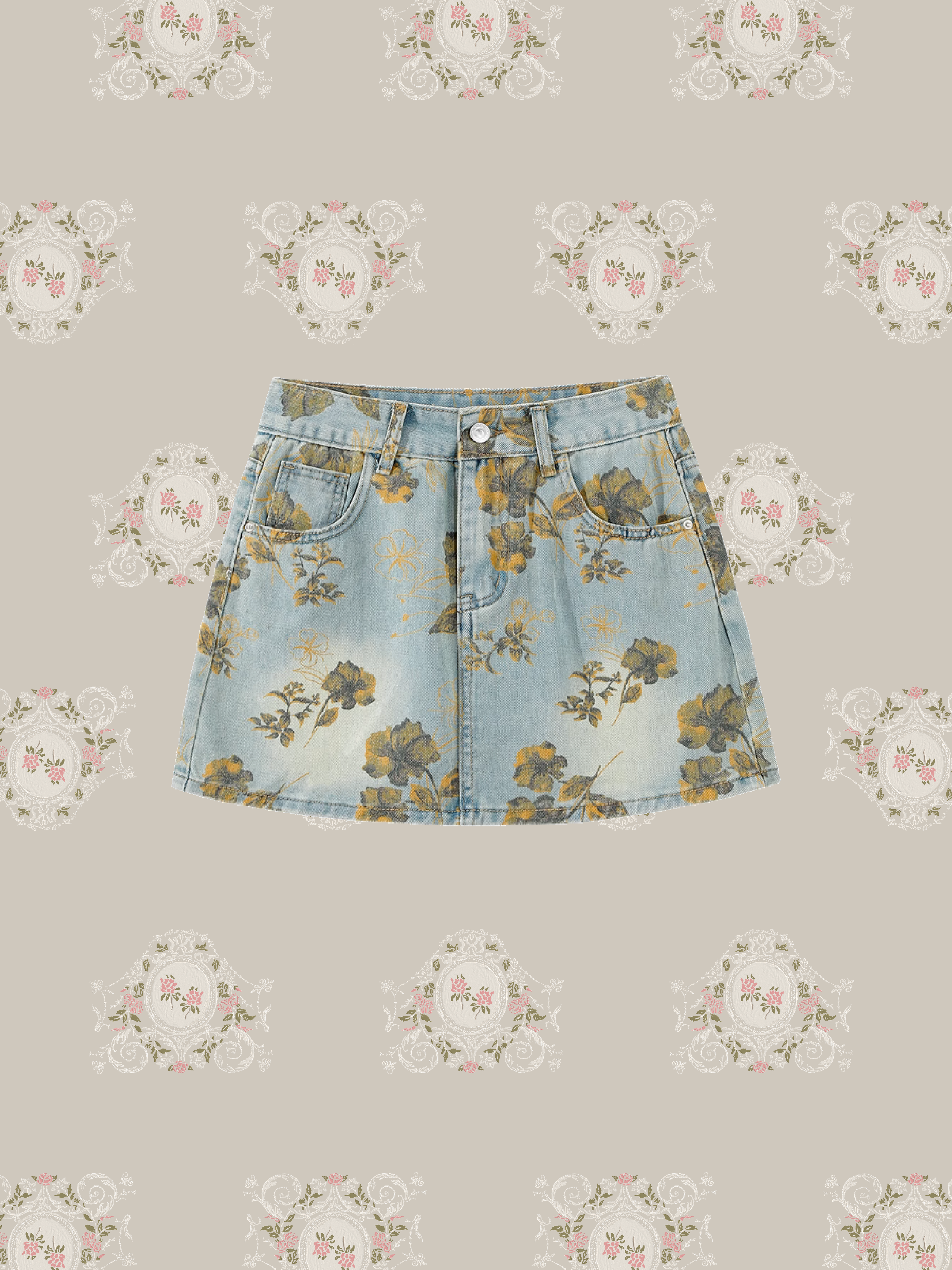 Botanical Denim Skirt/ボタニカルデニムスカート
