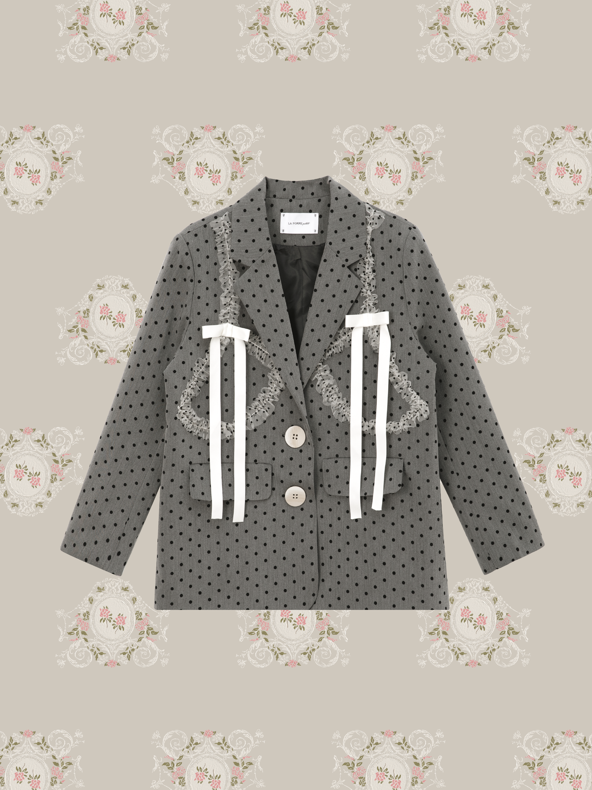 LA POMME petit ウィッシュコアジャケット　ドット　レース　リボン Dot Lace Ribbon Jacketドットレースリボンジャケット