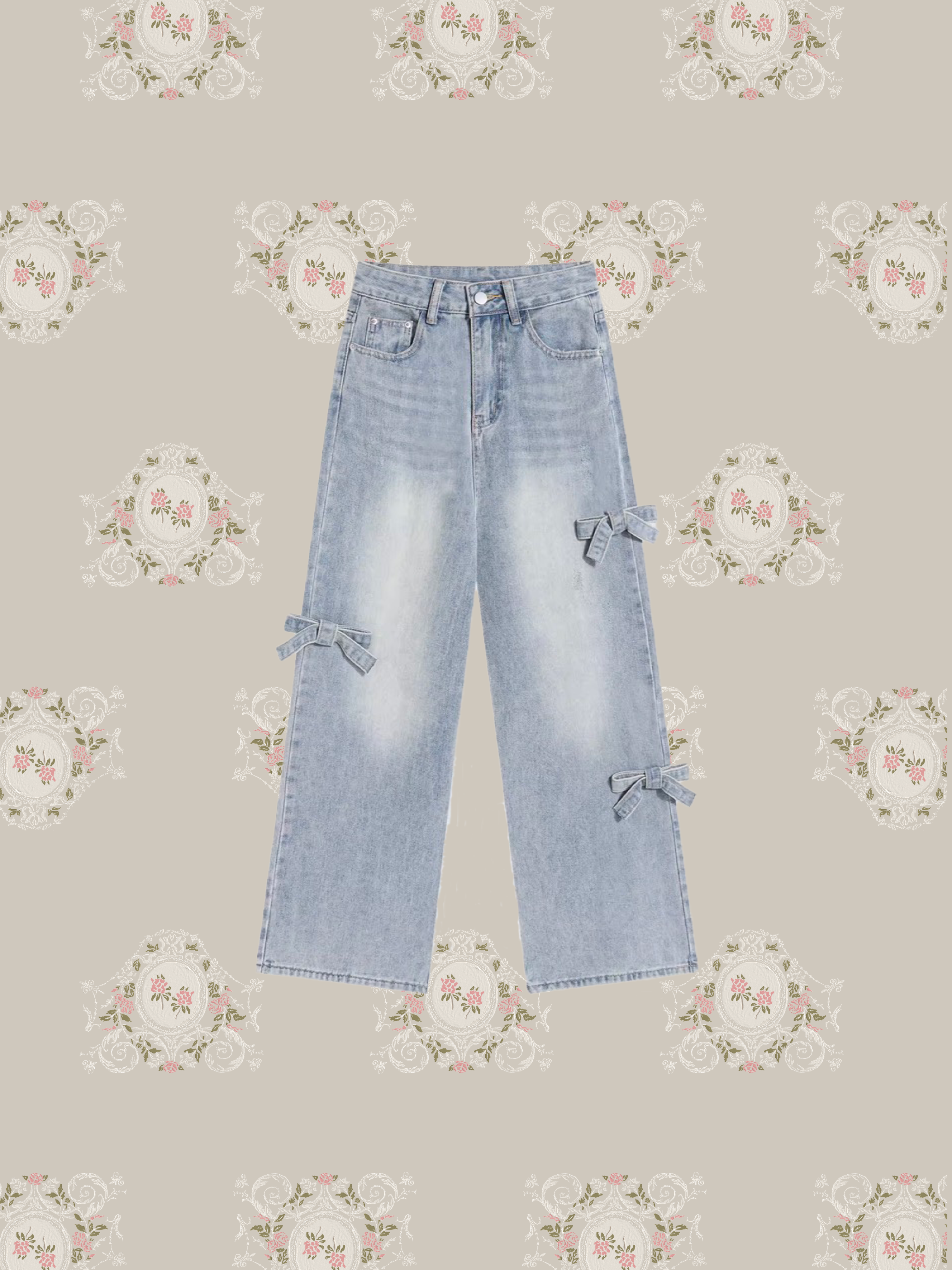 Ribbon Wide Denim Pants/リボンワイドデニムパンツ