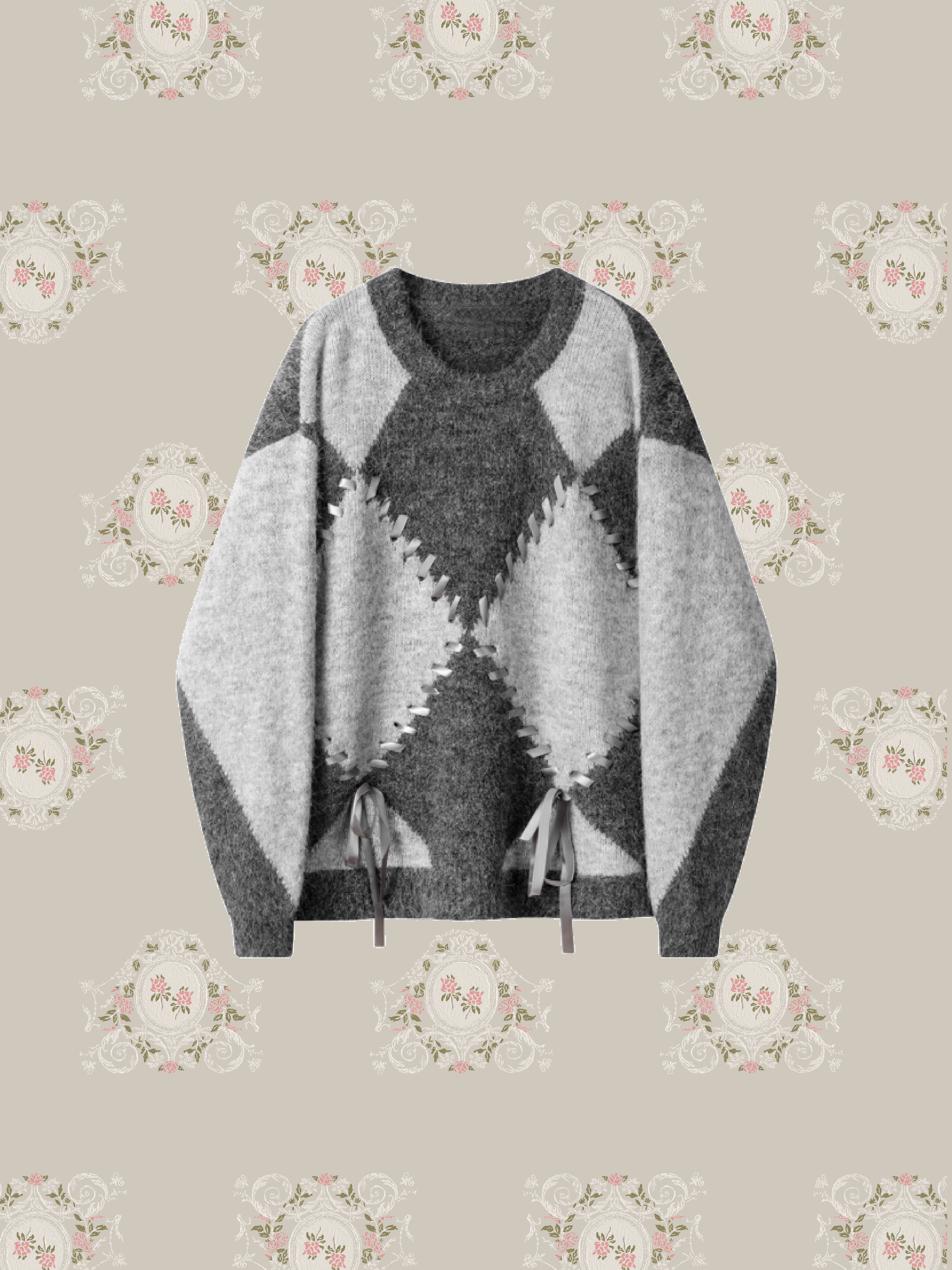 Argyle Block Motif Sweater/アーガイルブロックモチーフセーター