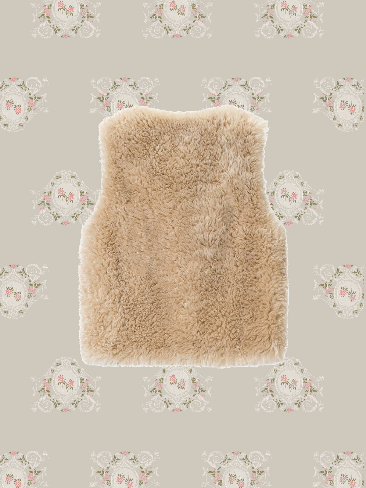 Round Collar Faux Shearling Boa Vest/ラウンドカラーフェイクシアリングボアベスト