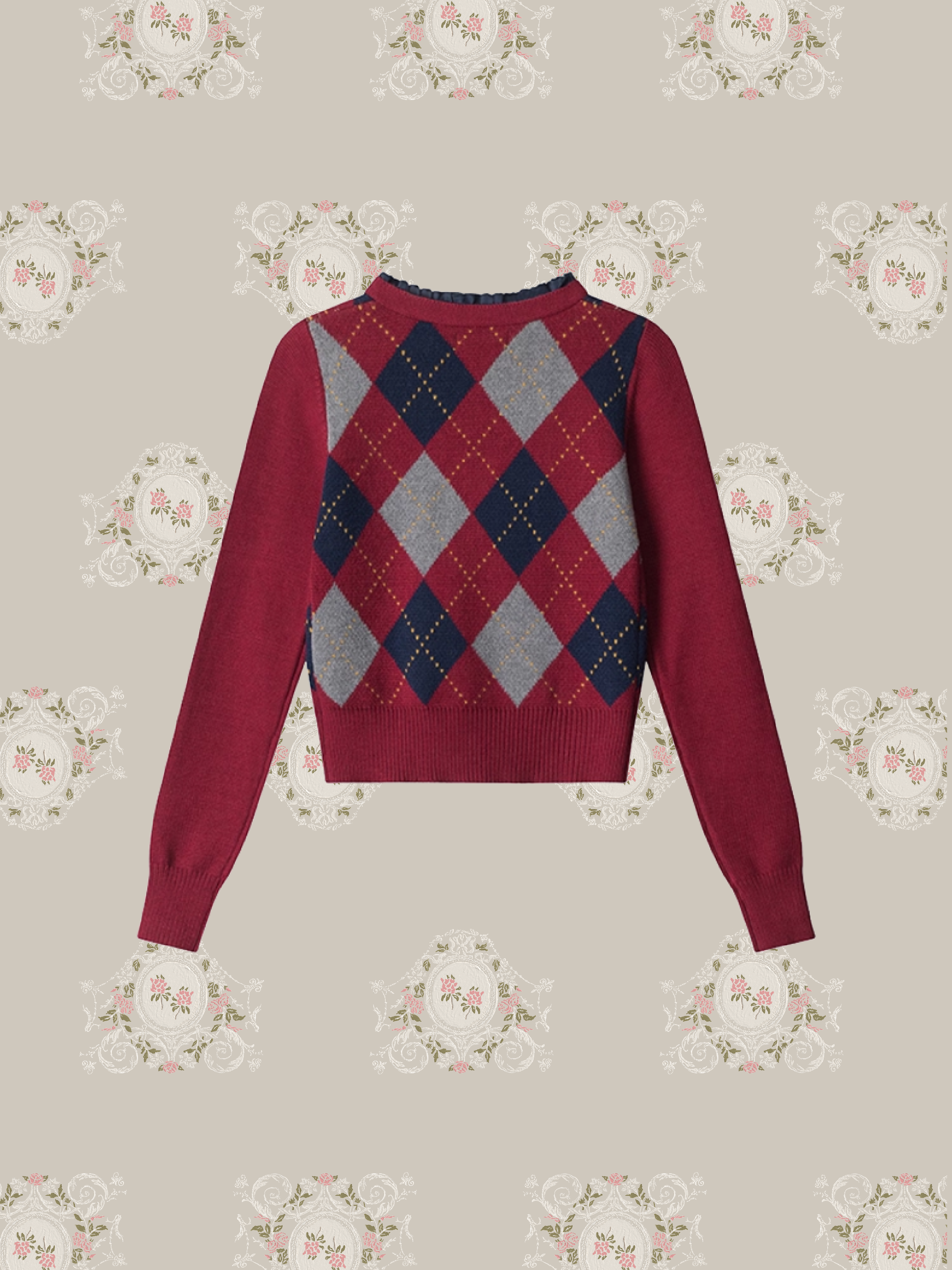 Argyle Frill Cardigan/アーガイルフリルカーディガン