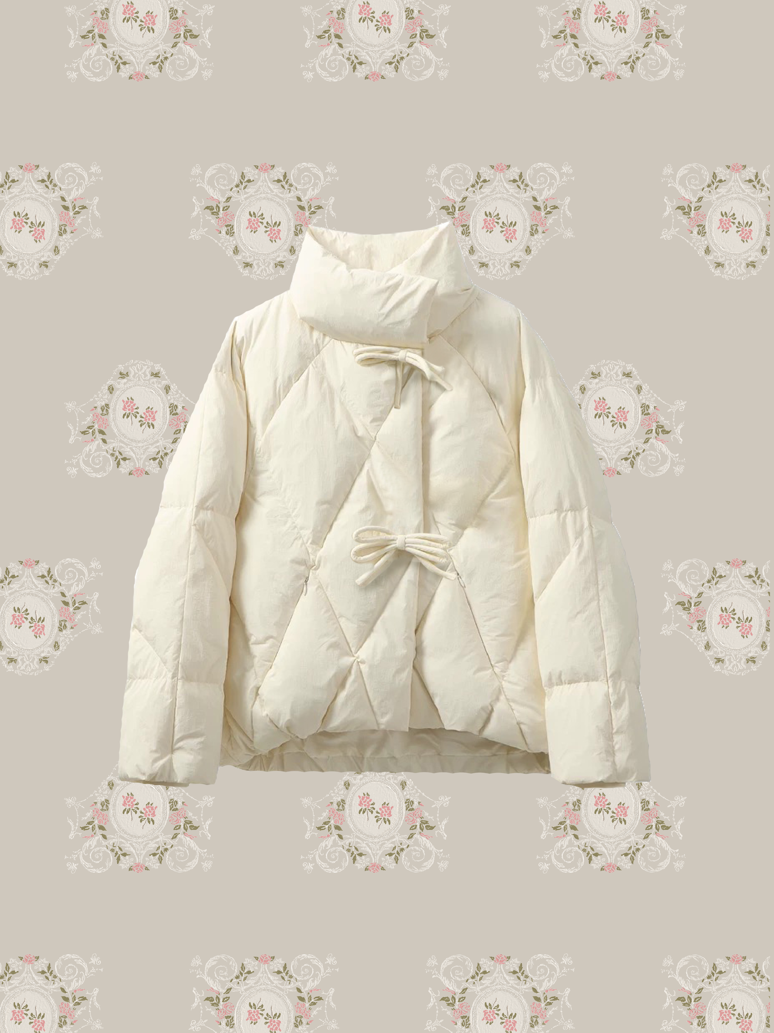 Quilting Ribbon Puffer Duck Down Jacket キルティングリボンパファーダックダウンジャケット