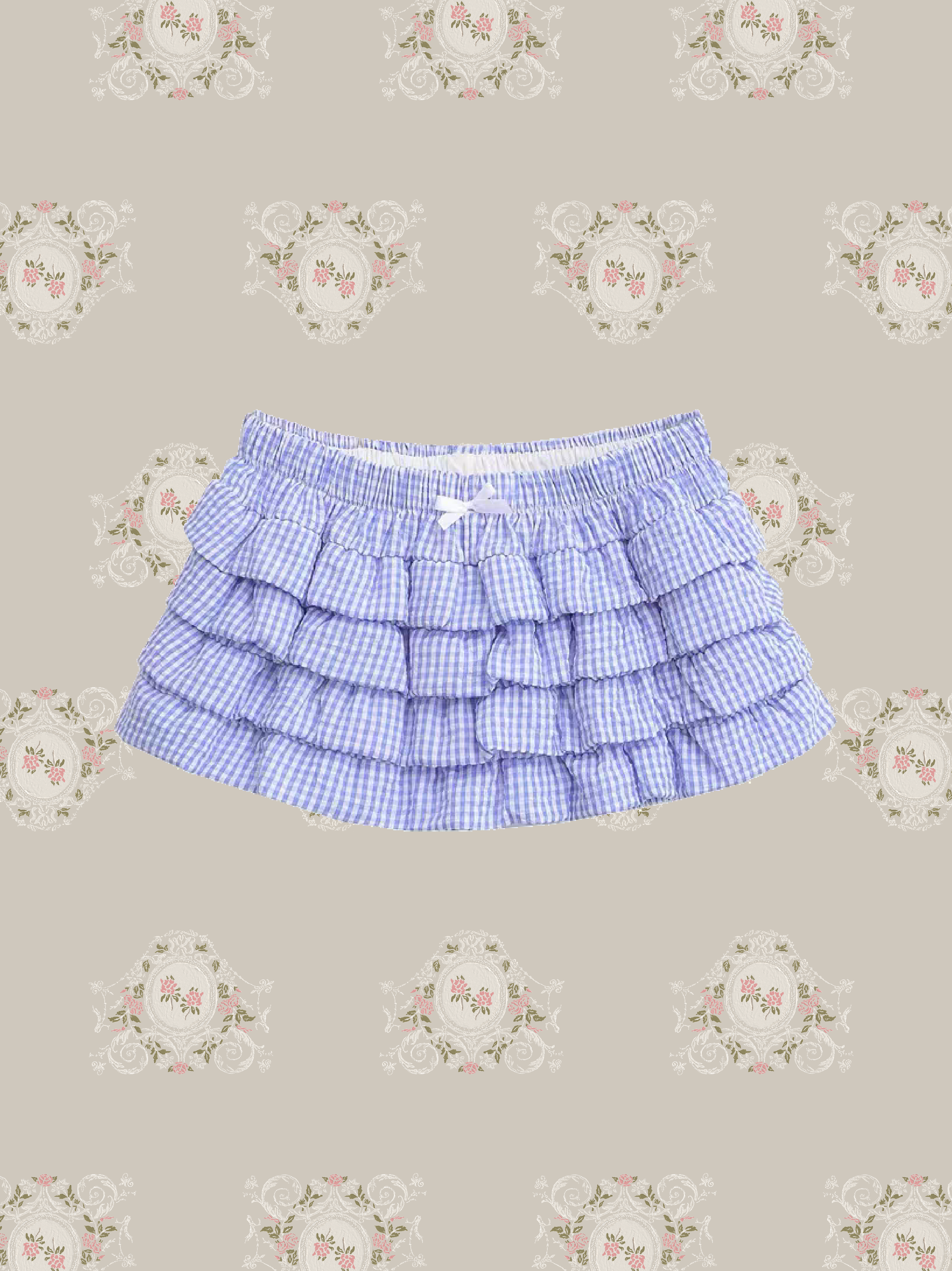 Sweet Bow Tiered Gingham Skirt/スウィートボウティアードギンガムスカート
