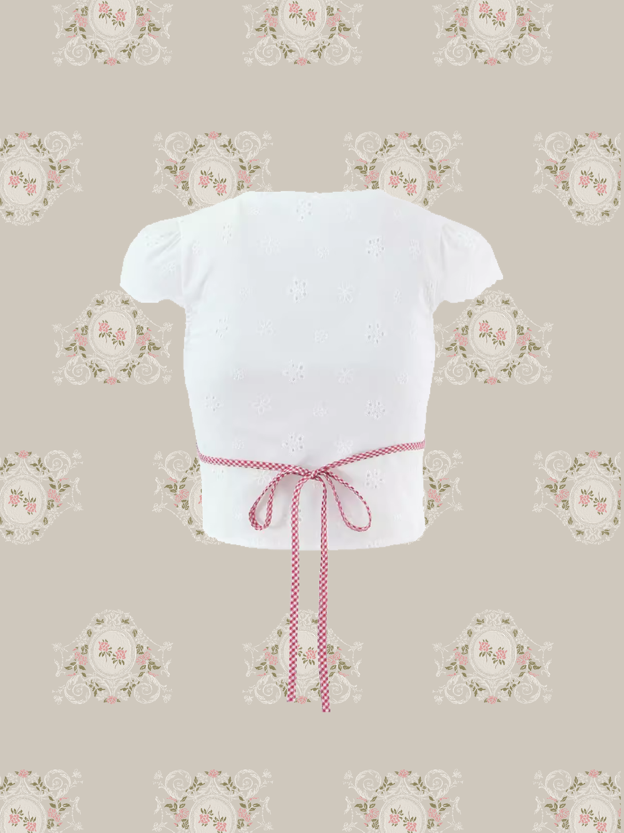 V-neck Waisted Emboss Shirt/Vネックウエストエンボスシャツ