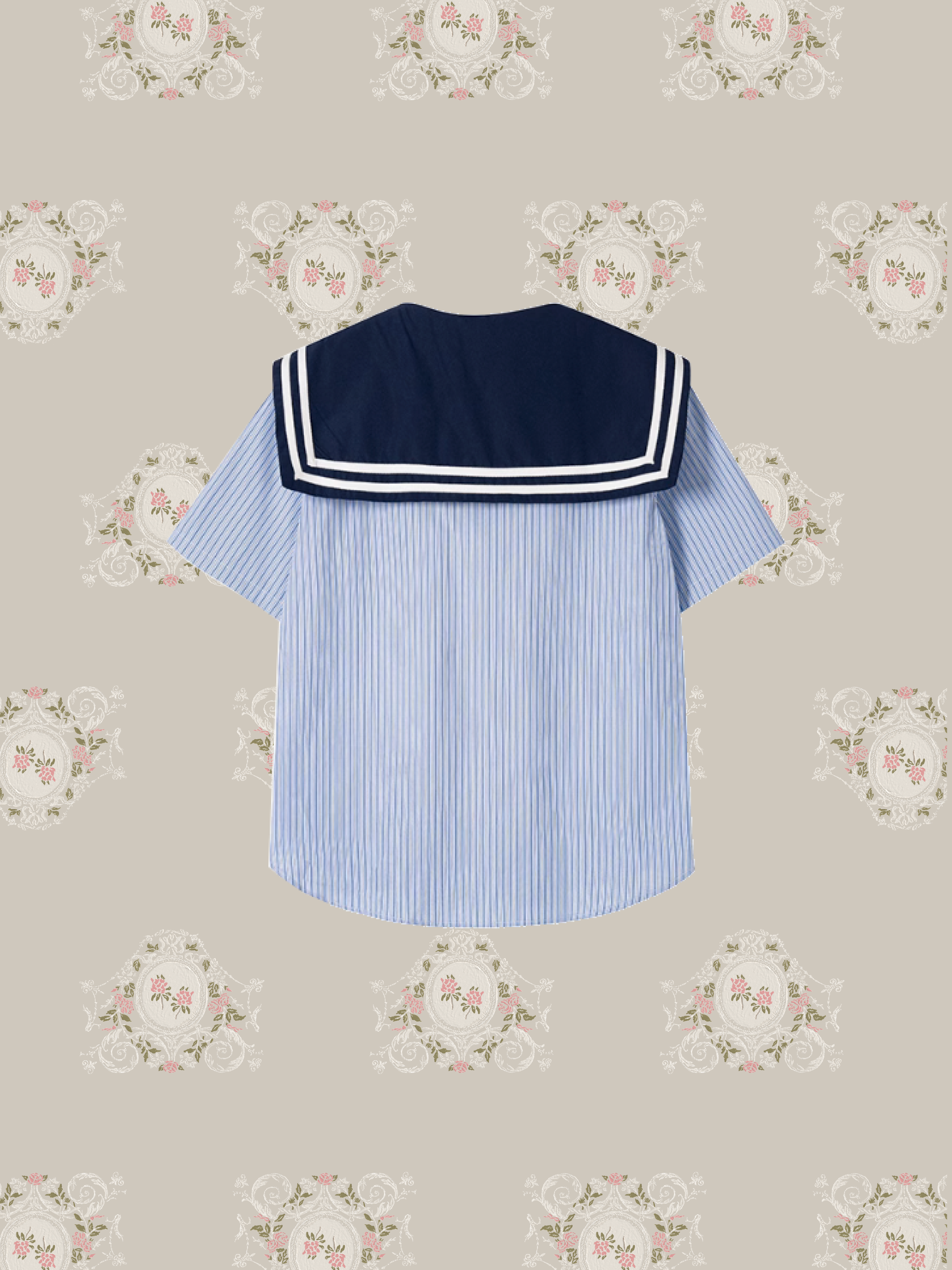 Preppy Sailor Collar Stripe Shirt/プレッピーセーラーカラーストライプシャツ