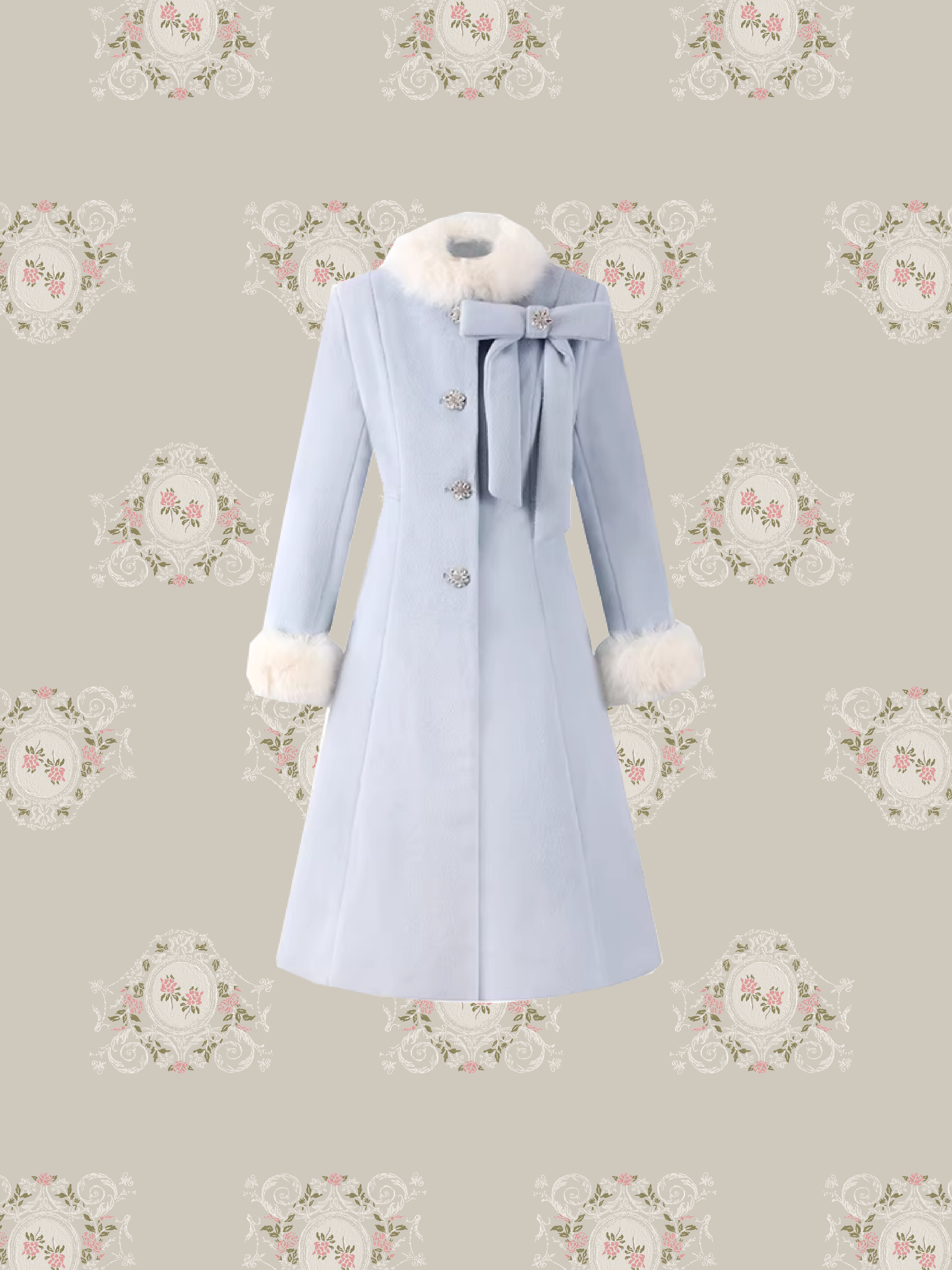 Princess Fur Collar Waisted Long Coat/プリンセスファーカラーウエストロングコート