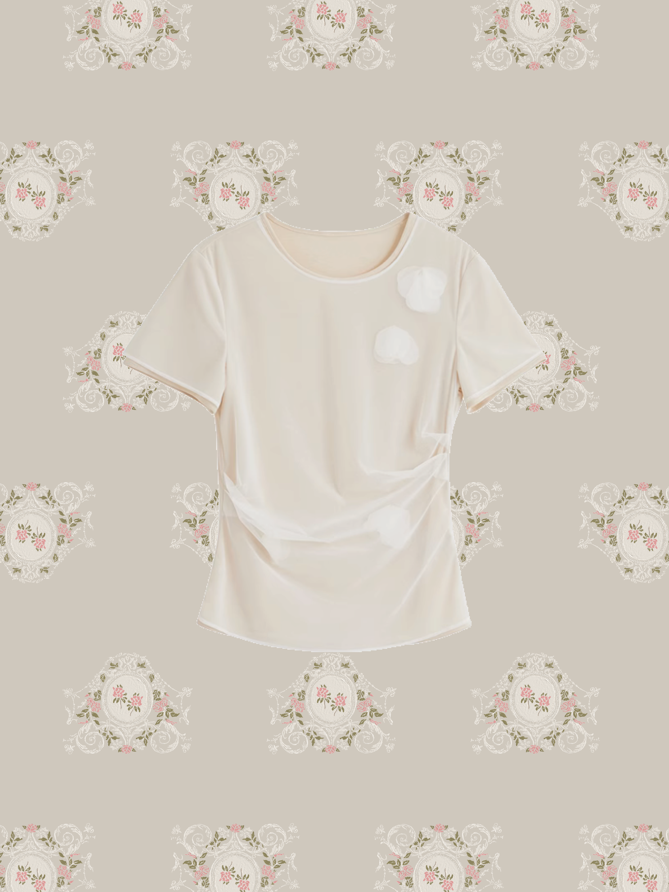 Mesh Gather Flower T/メッシュギャザーフラワーT