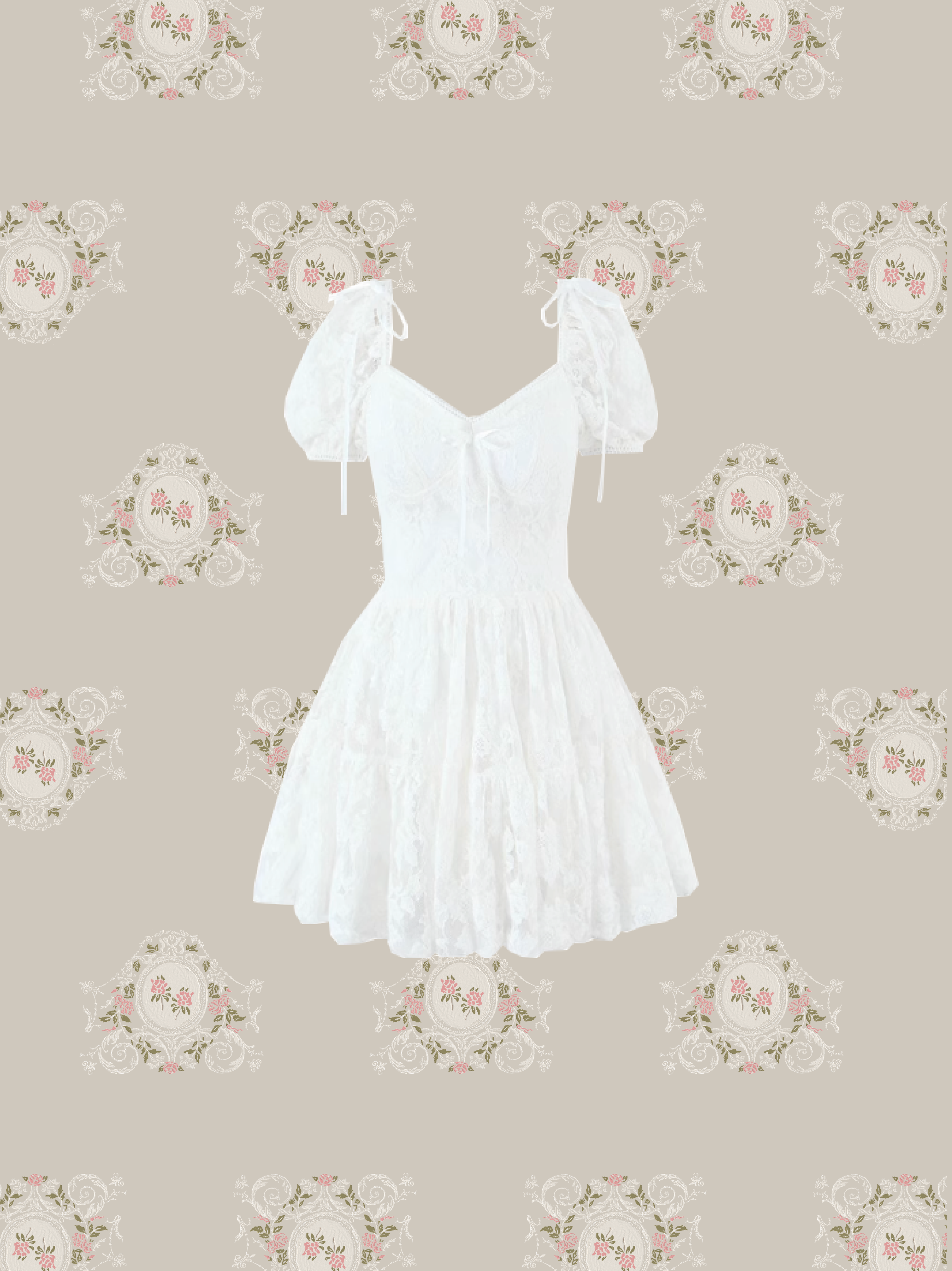 Big Collar Lace Embroidery Dress/ビッグカラーレース刺繍ドレス