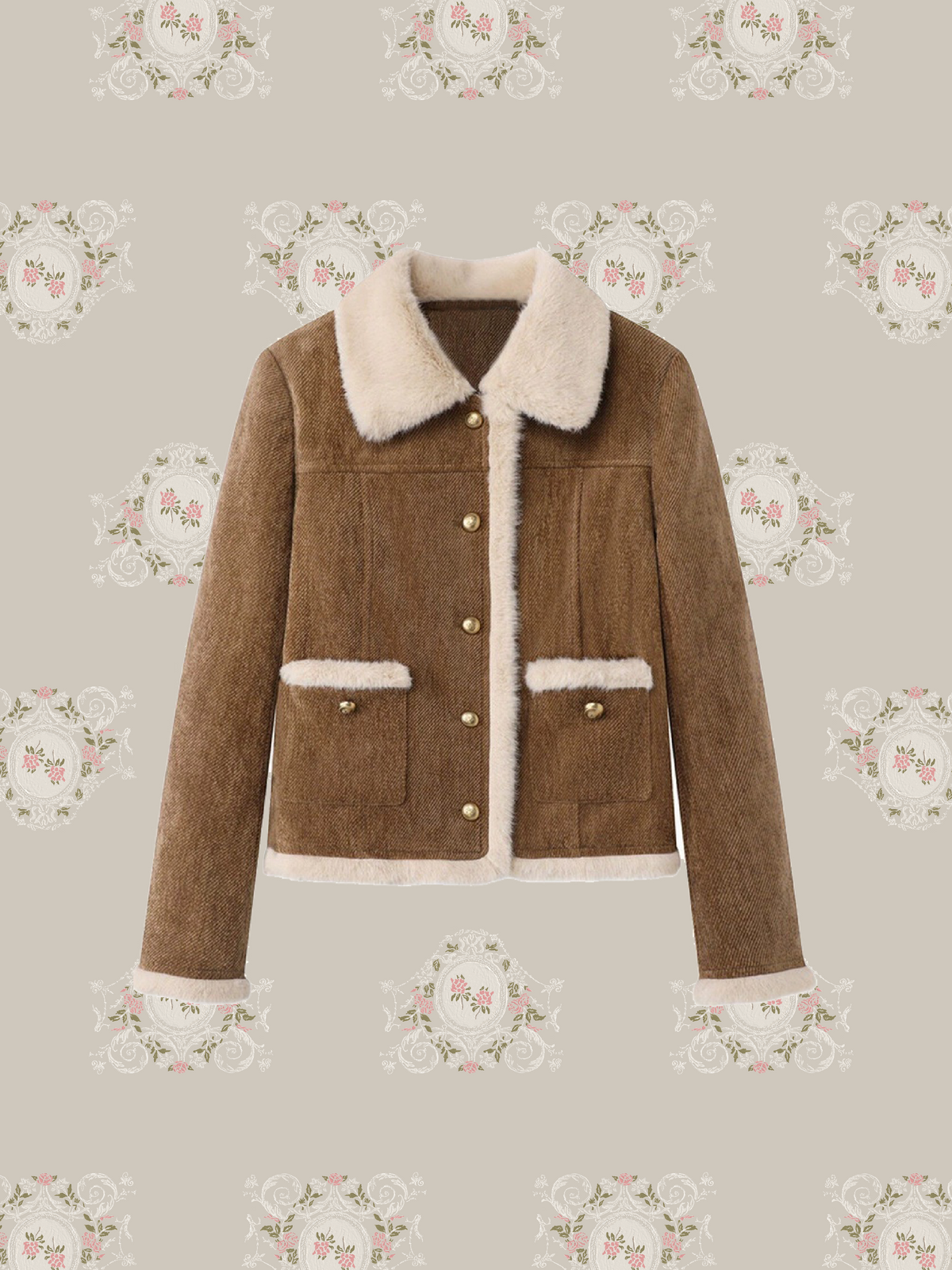 Corduroy Fur Trim Cropped Down Jacket/コーデュロイファー付きクロップド丈中綿ジャケット