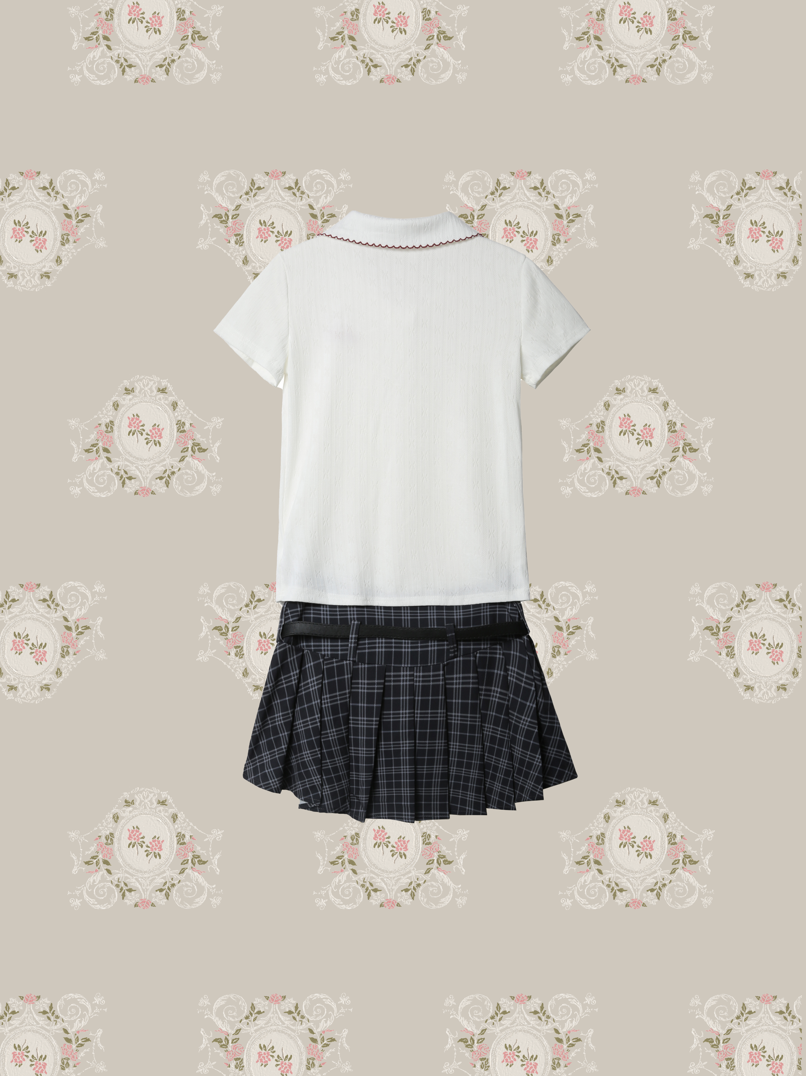 Preppy Check Pleats Skirt Set Up/プレッピーチェックプリーツスカートセットアップ