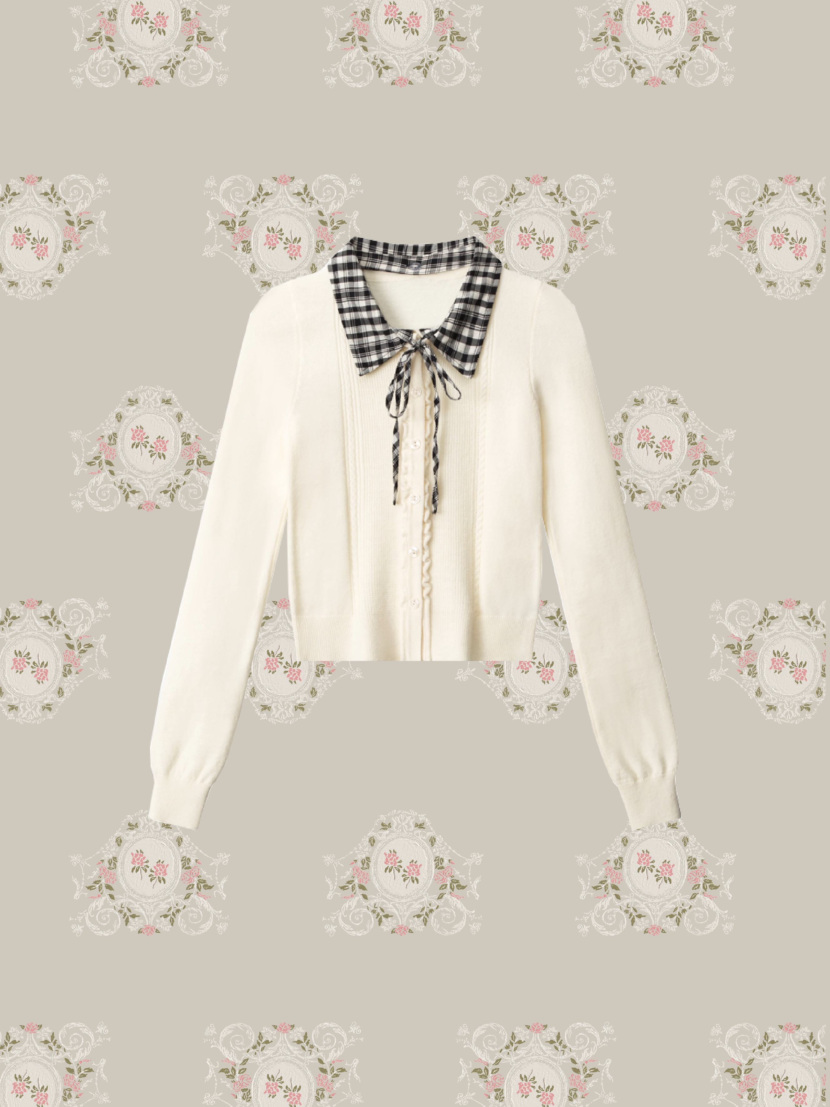 Check Collar Cardigan/チェックカラーカーディガン