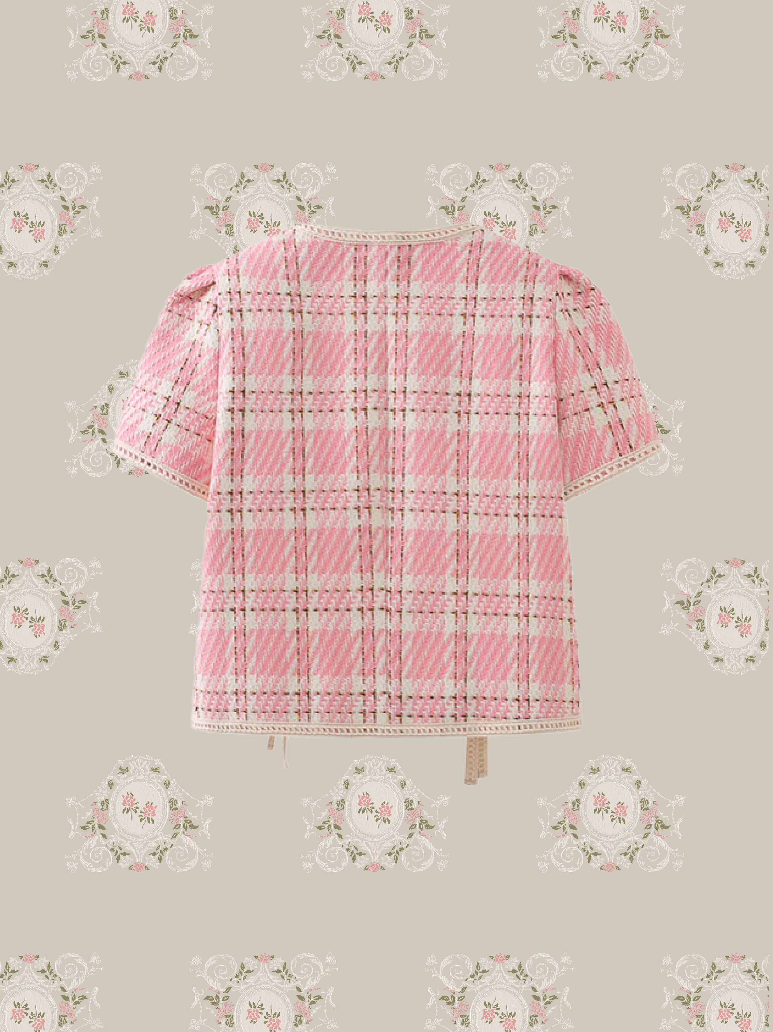 Pink Tartan Bow Shirt/ピンクタータンチェックリボンシャツ
