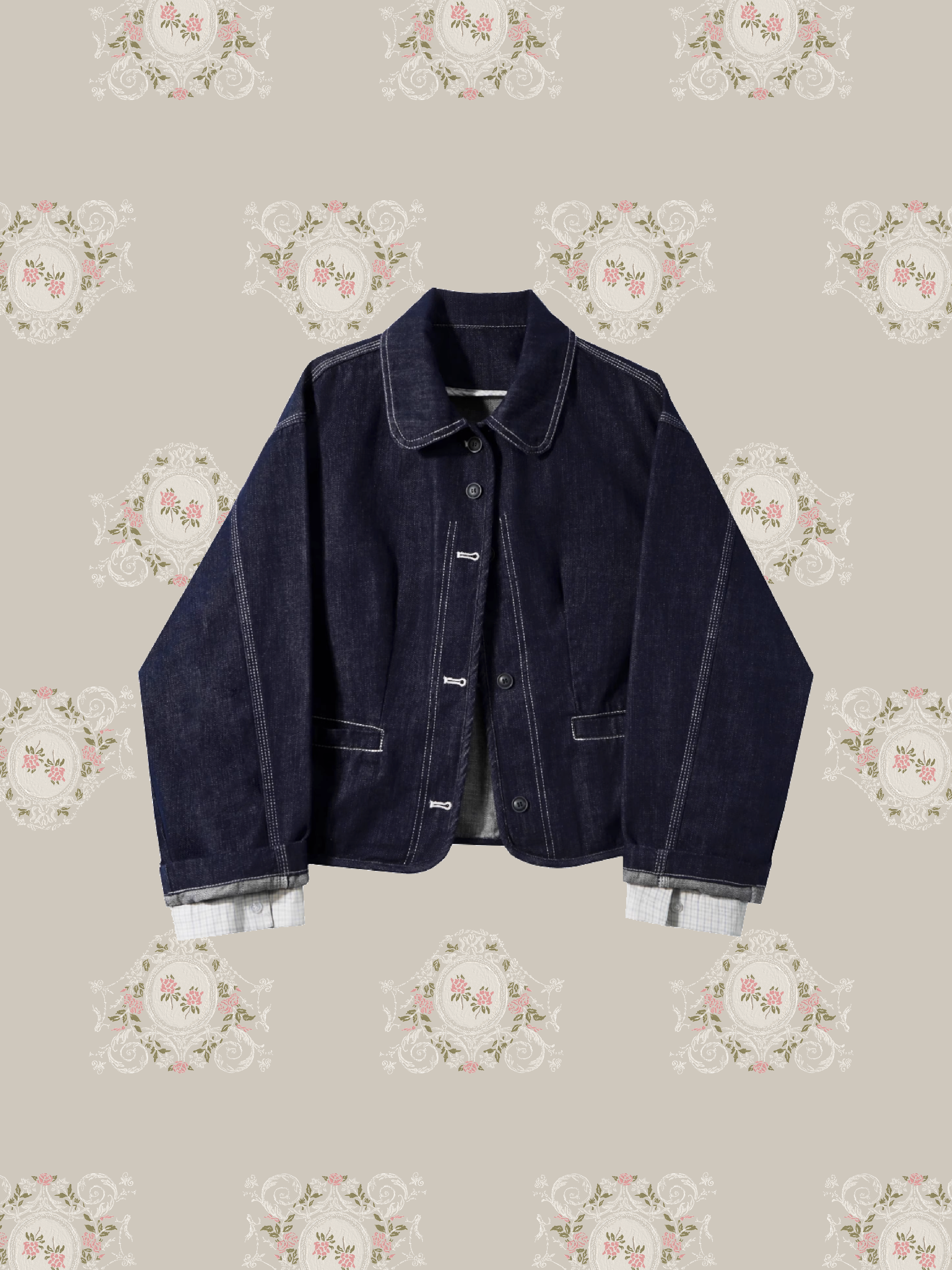 Sleeve Stitching Lapel Denim Jacket