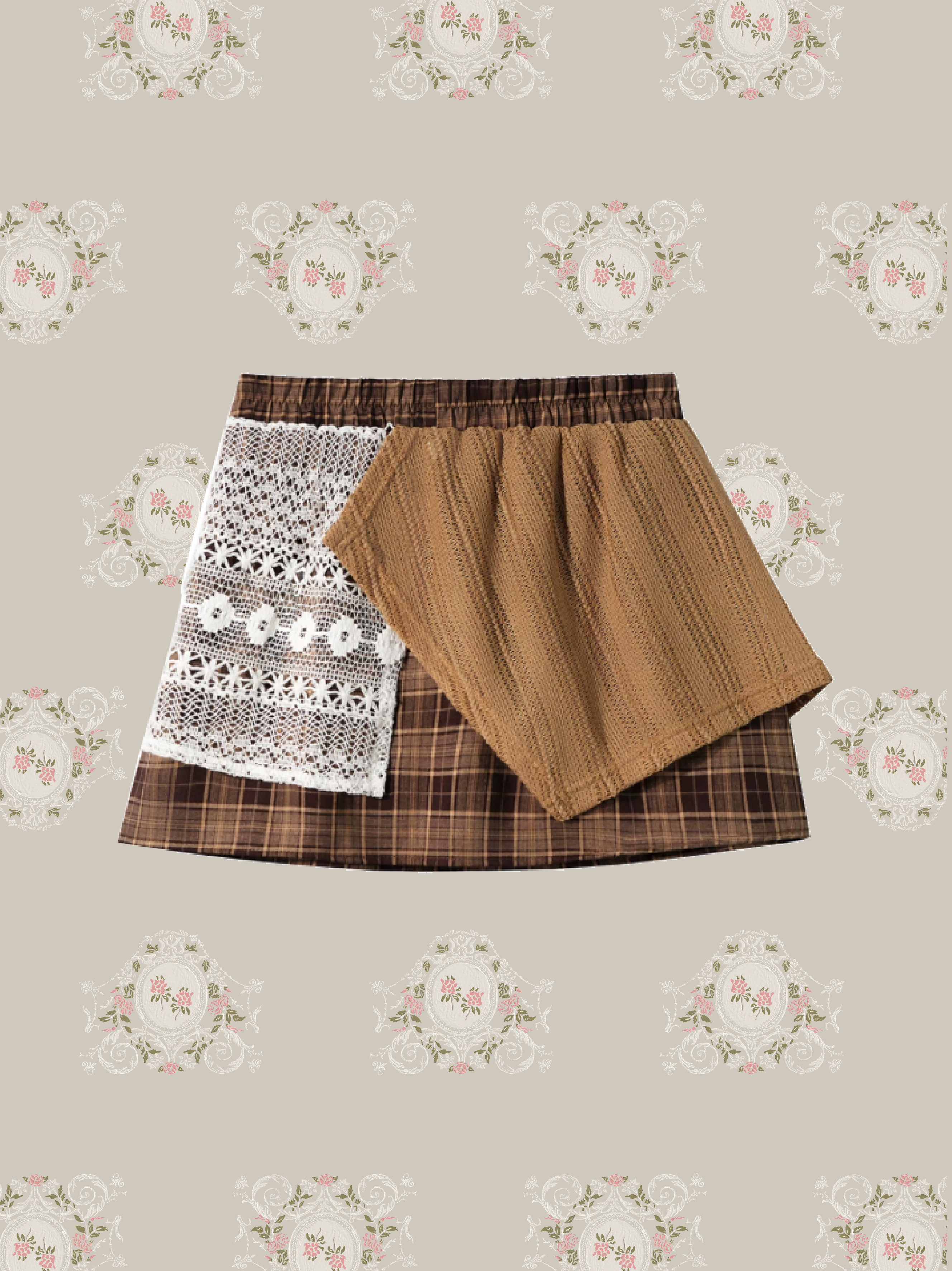 Lace Docking Check Skirt/レースドッキングチェックスカート