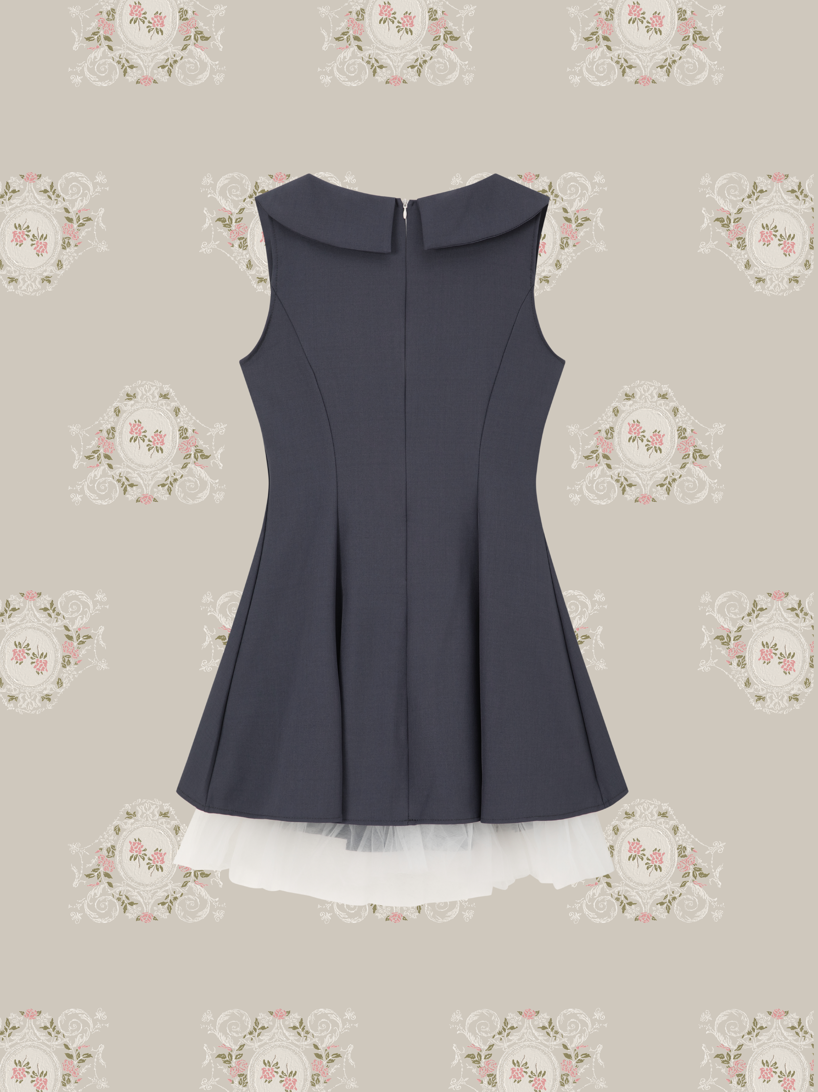 Contrast Bow Square Neck Flare Dress/コントラストリボンスクエアネックフレアドレス