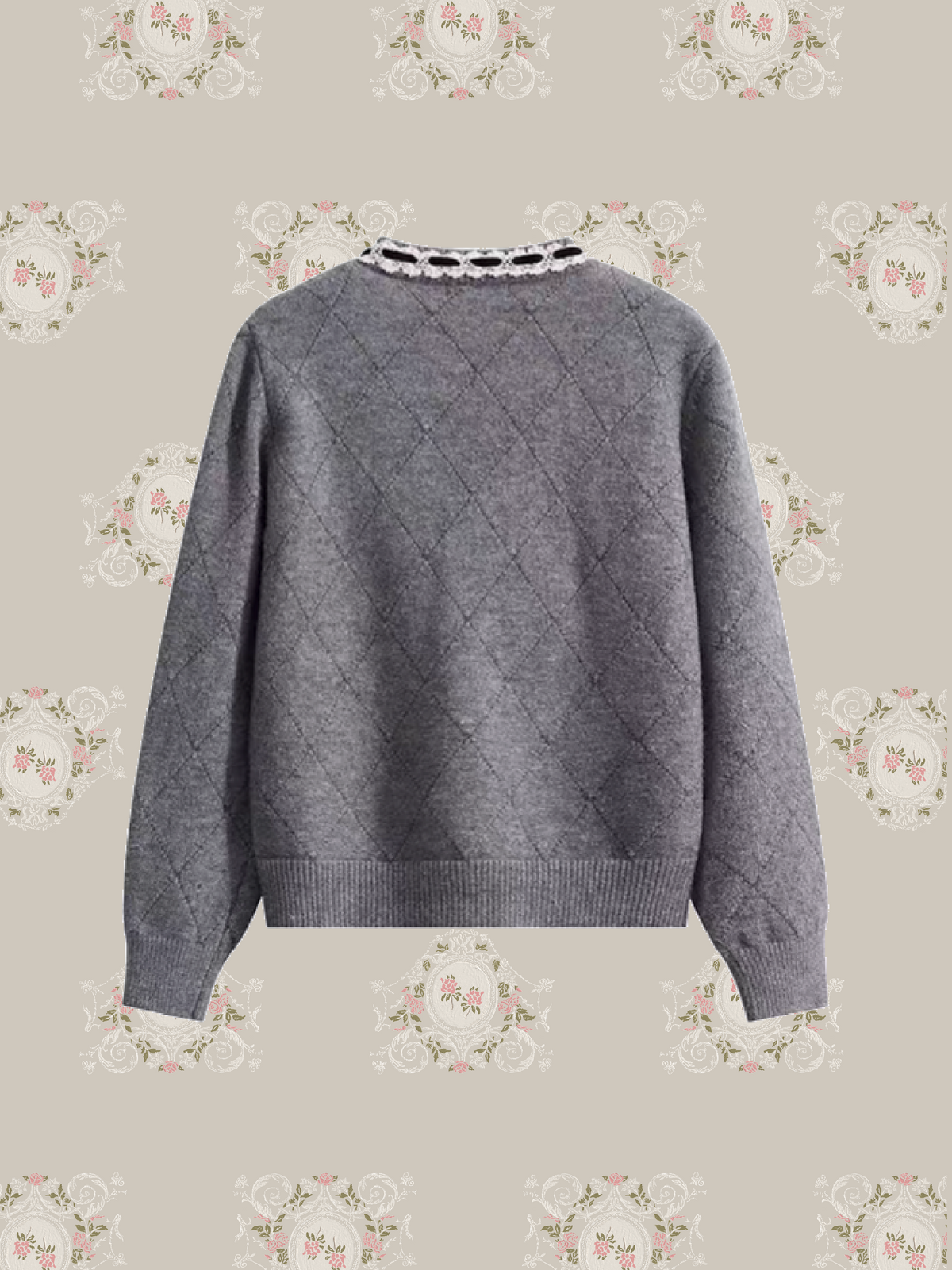 Heart Embroidery Lace Trim Bow Cardigan/ハート刺繍レーストリムリボン付きカーディガン