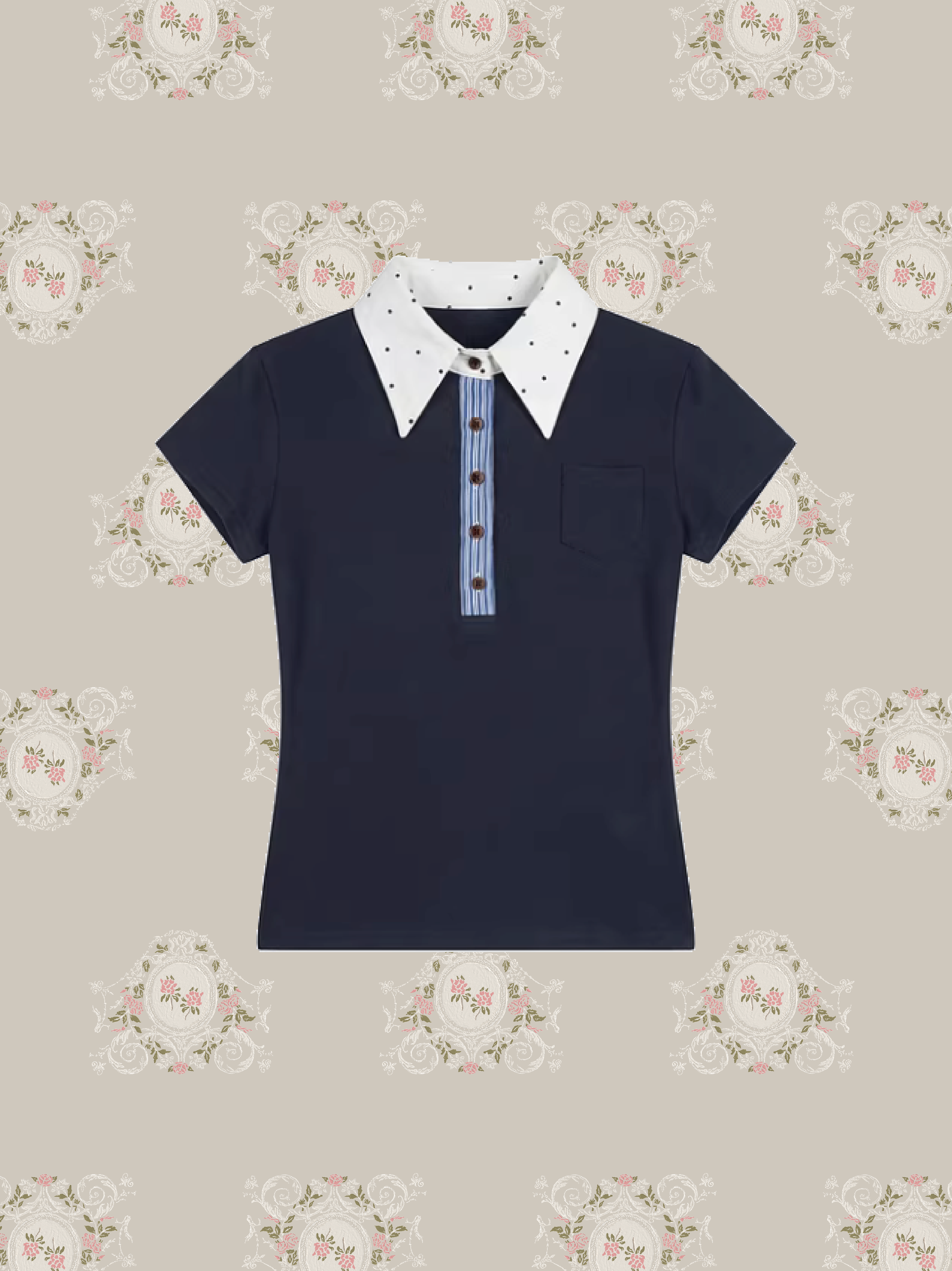 Preppy Dots Polo Shirt/プレッピードット柄ポロシャツ