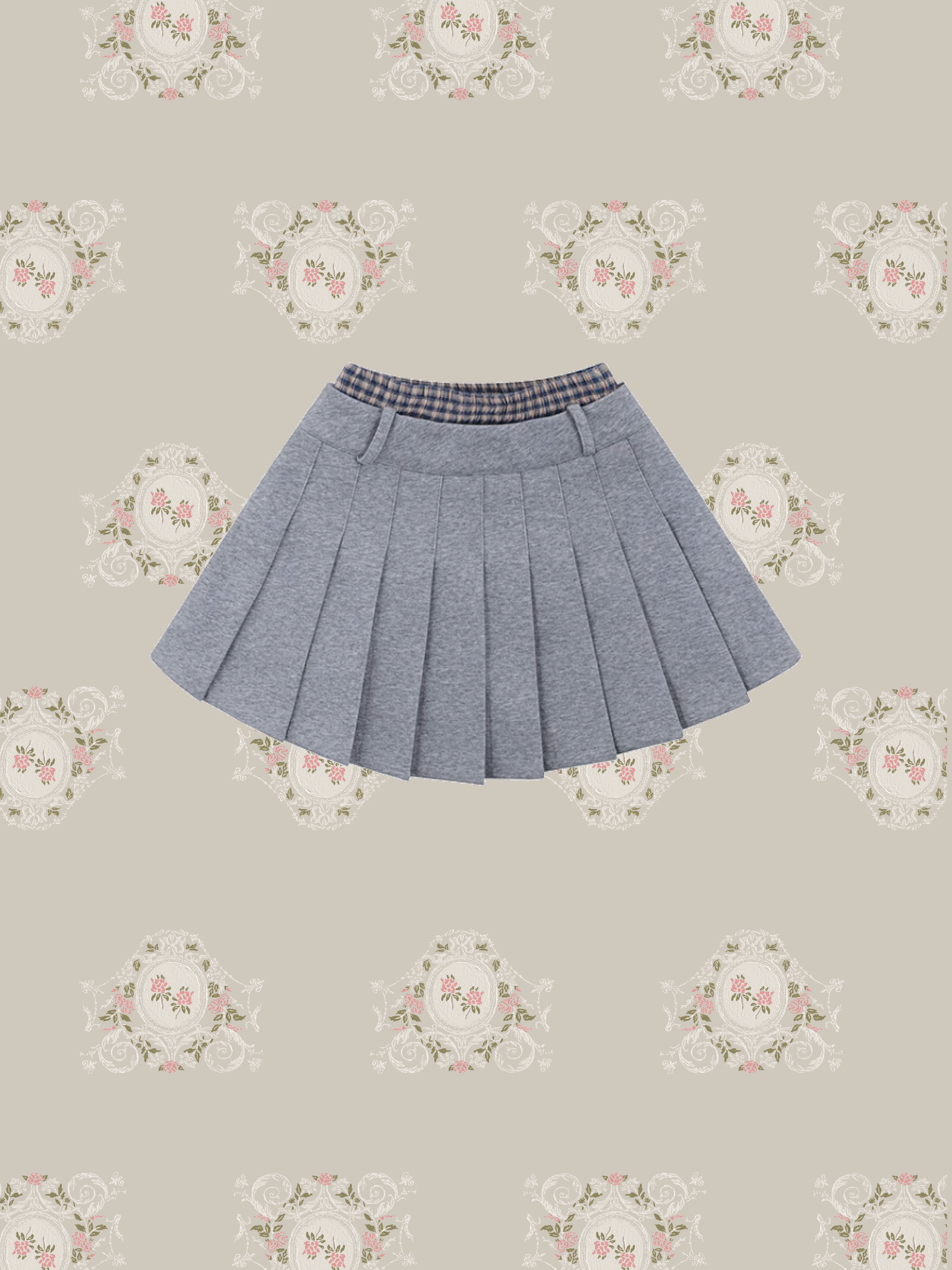 Prepy Waist Point Pleats Skirt/プレッピーチェックプリーツスカート
