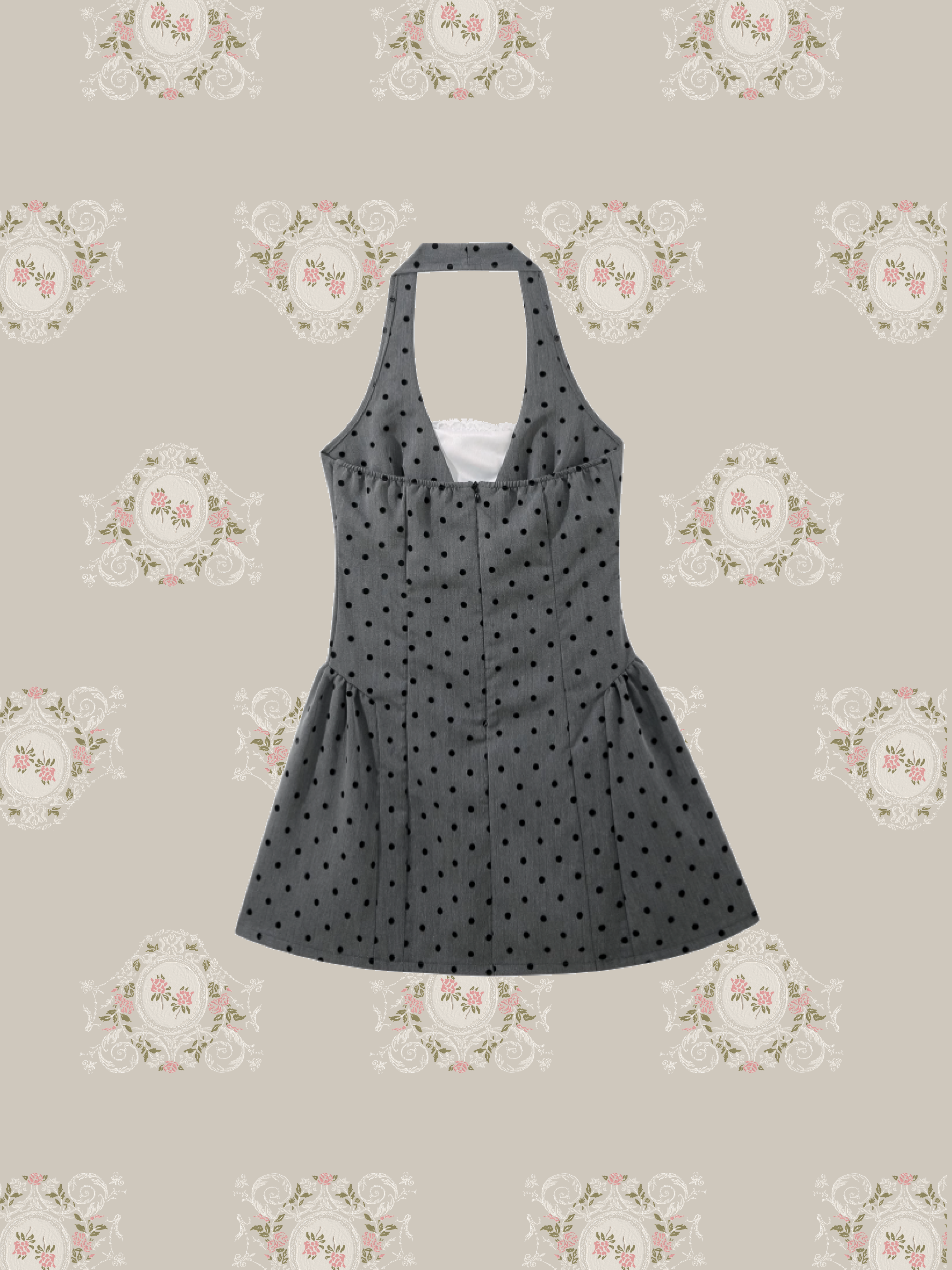 Romantic Halter Dots Dress/ロマンティックホルターネックドット柄ドレス