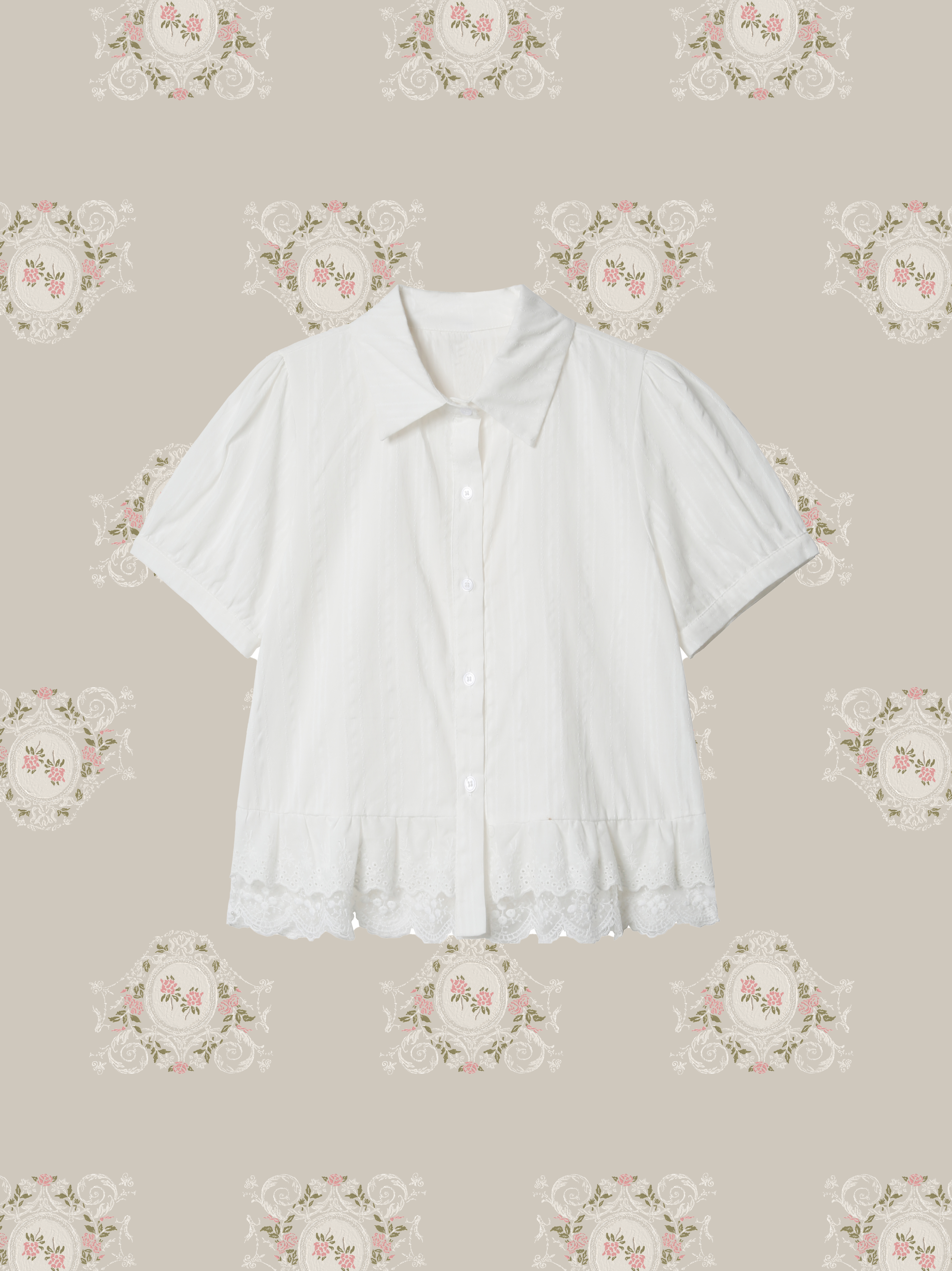 Puff Sleeve Lace Shirt/パフスリーブレースシャツ