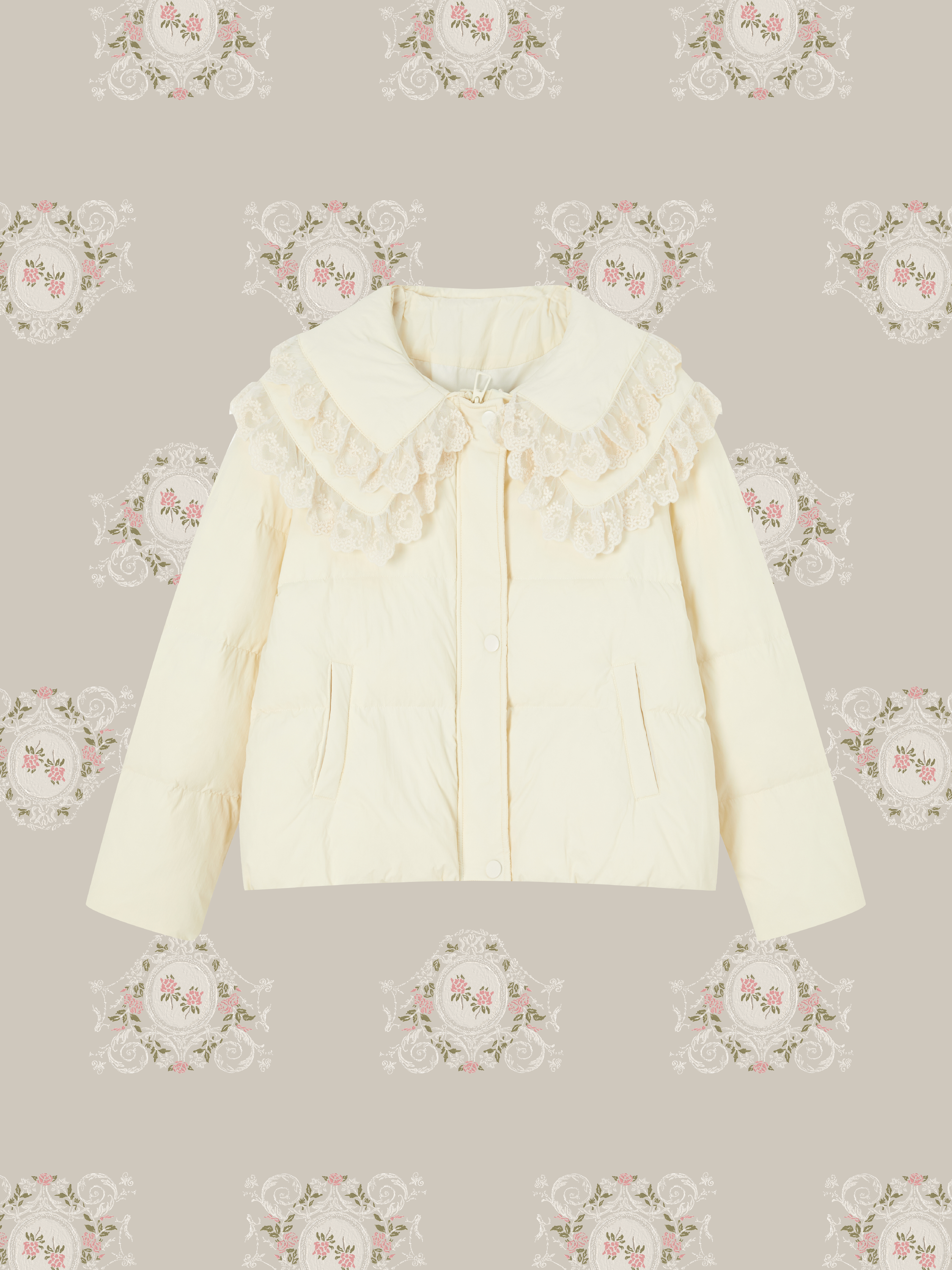 Double Lace Collar Duck Down Jacket/ダブルレースカラーダックダウンジャケット