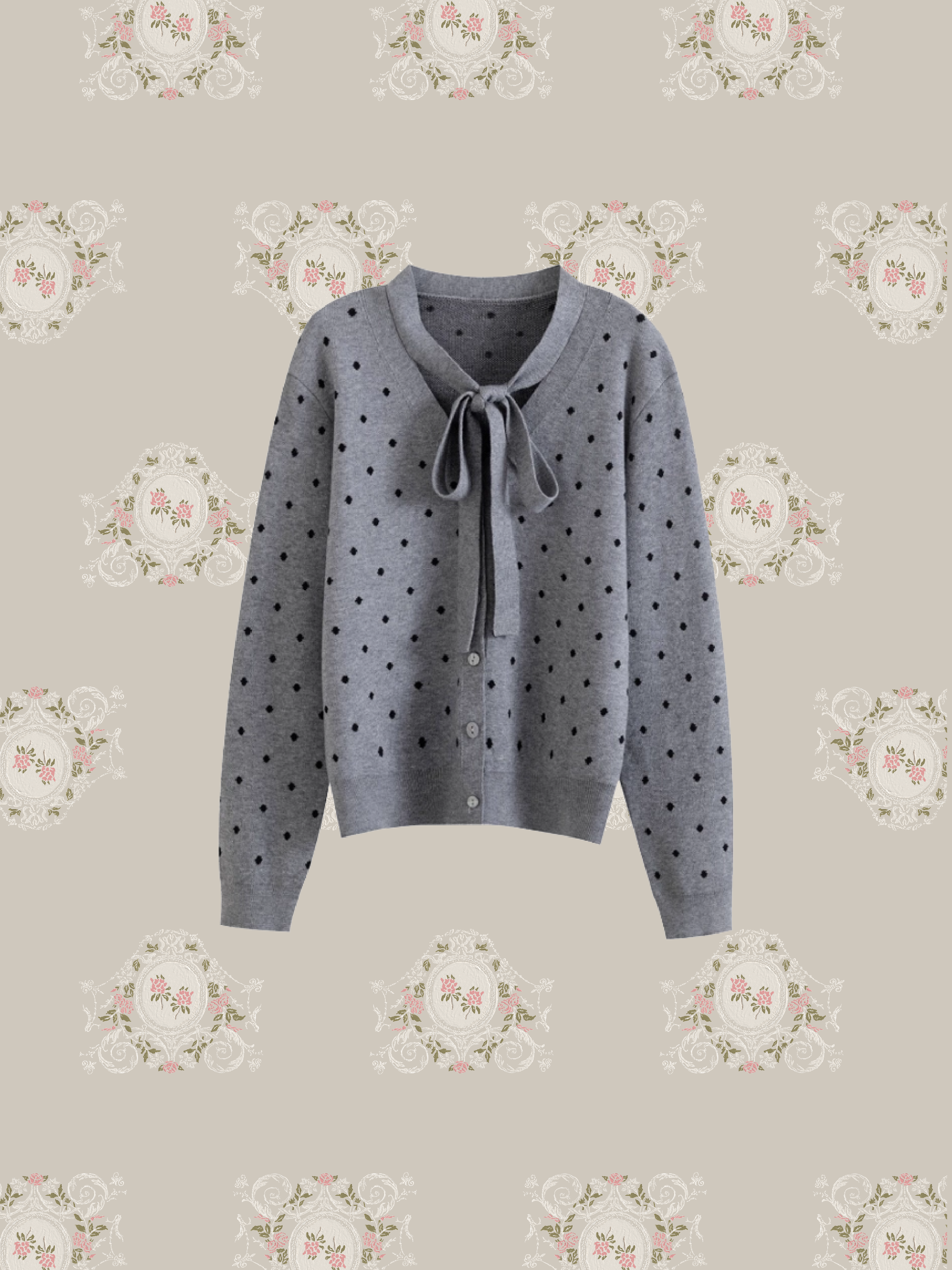 Sweet Dots Ribbon Cardigan/スウィートドットリボンカーディガン