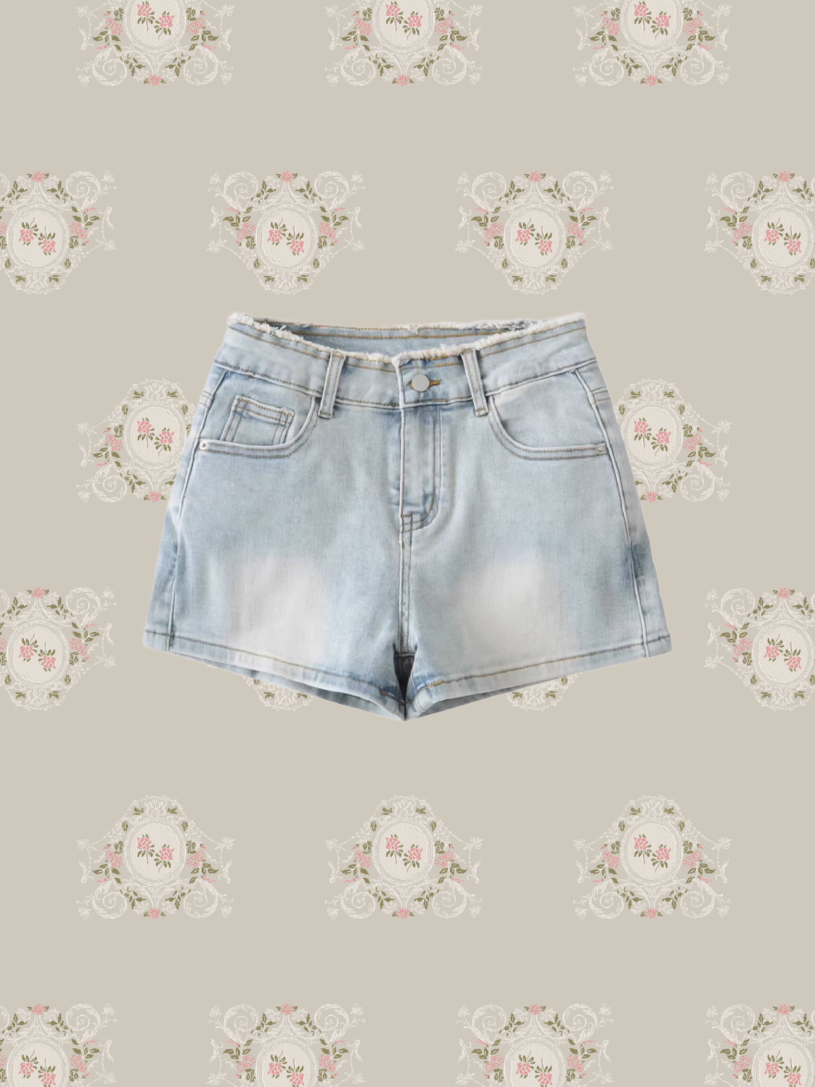 Cute Lace Deco Denim Pants/キュートレースデコデニムパンツ