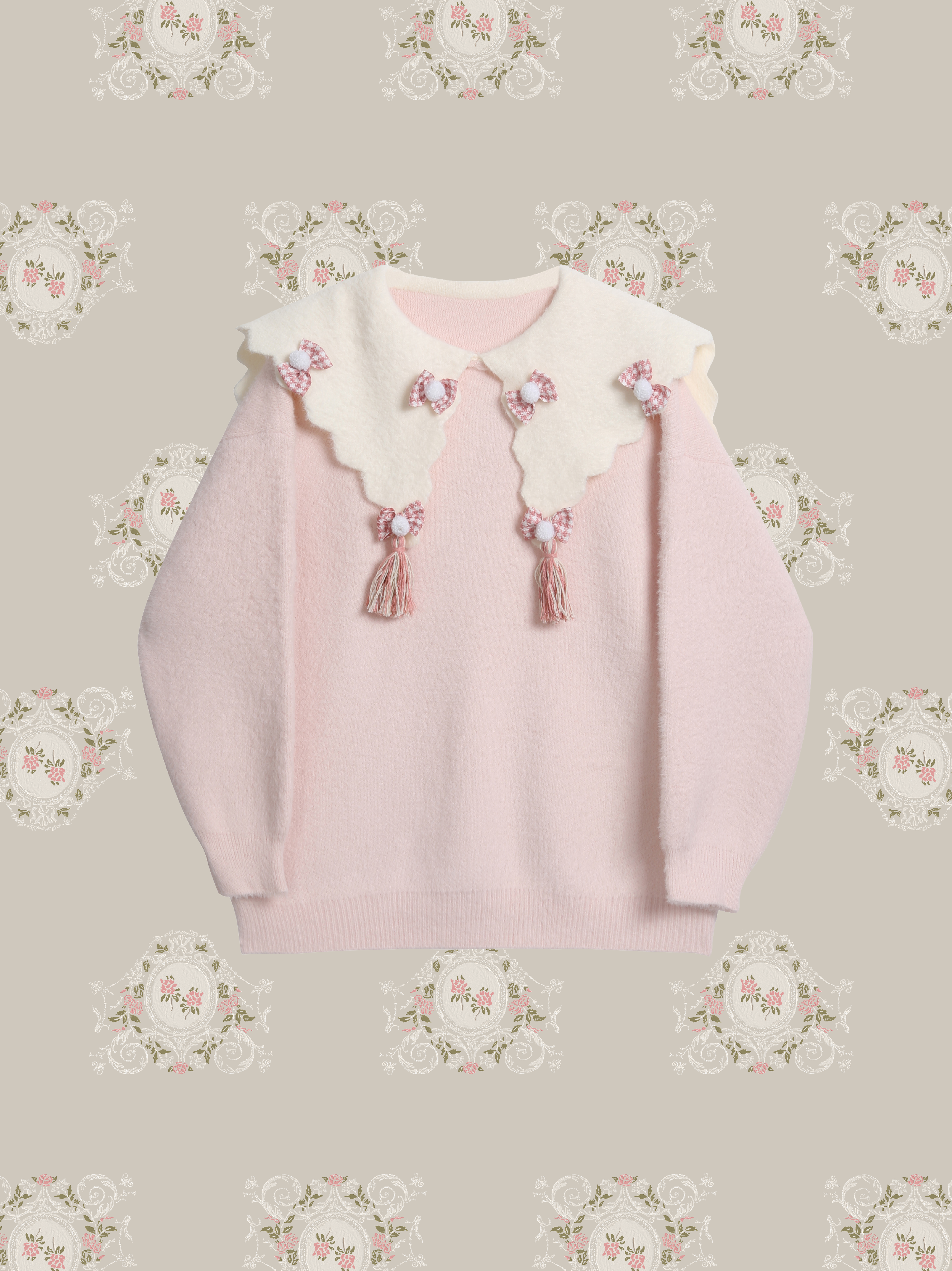 Sweet Baby Collar Chidori Ribbon Sweater/スイートベビーカラー千鳥リボンセーター
