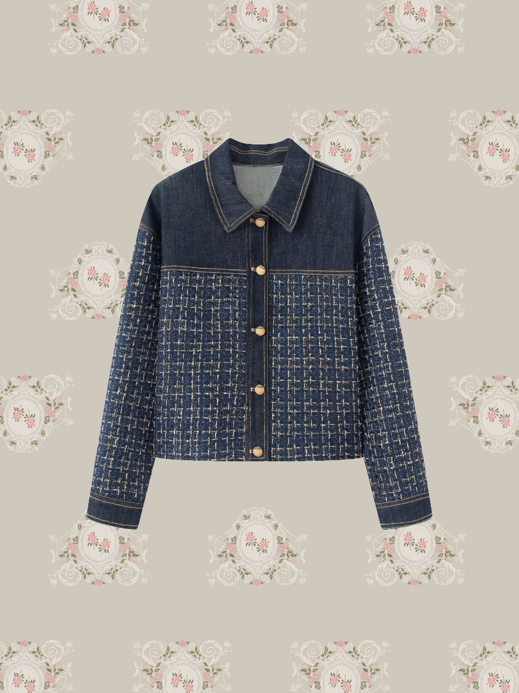 Tweed Stitching Denim Jacket/ツイードステッチデニムジャケット