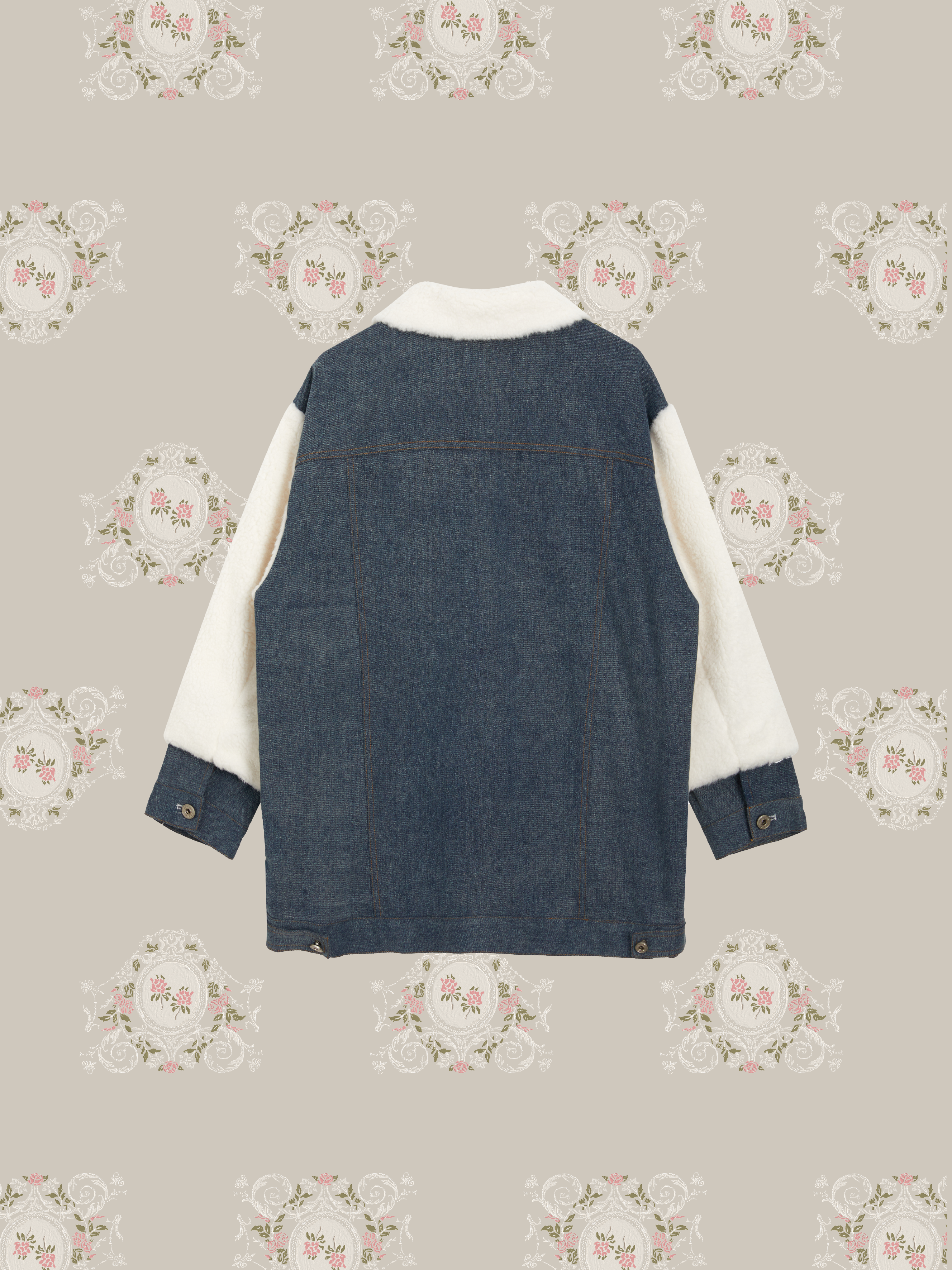 Faux Fur Stitching Denim Jacket/フェイクファーステッチデニムジャケット