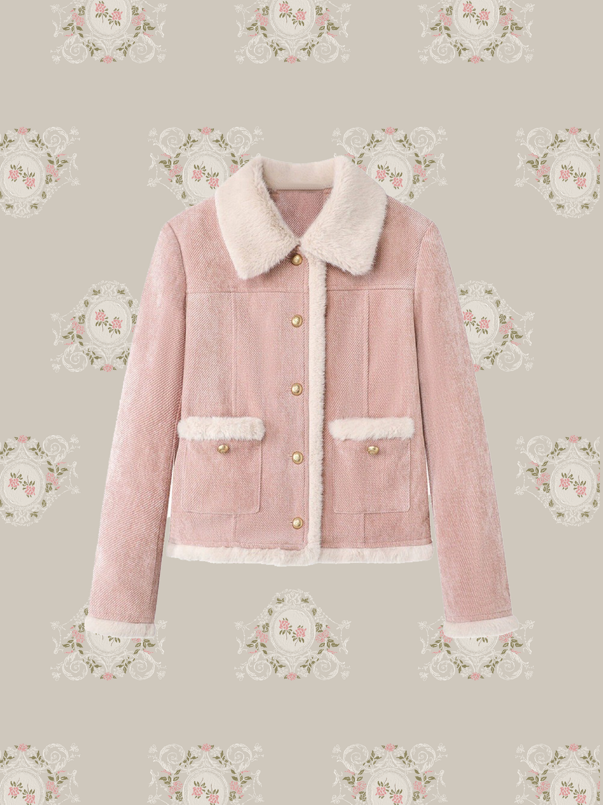 Corduroy Fur Trim Cropped Down Jacket/コーデュロイファー付きクロップド丈中綿ジャケット