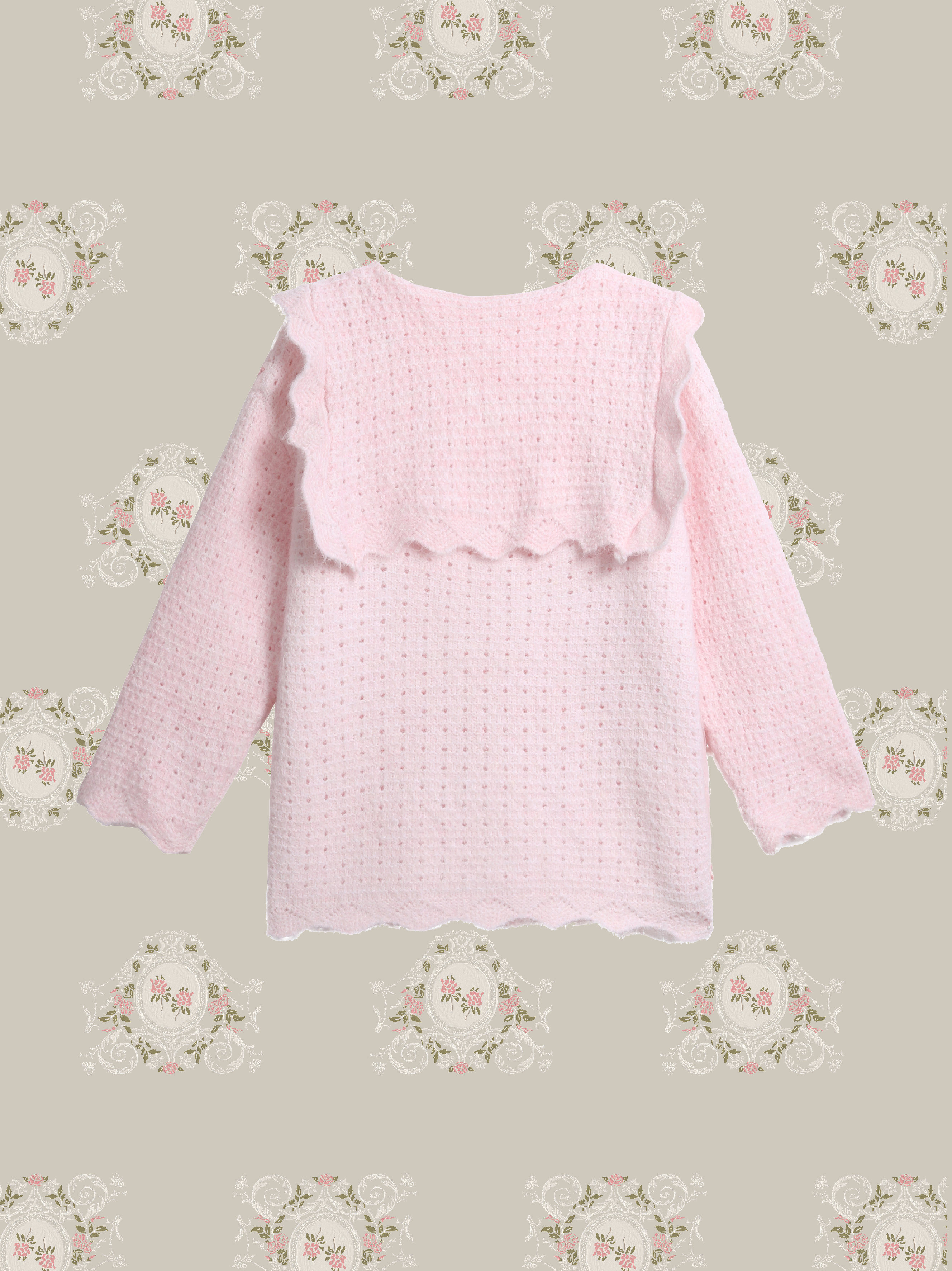 Flower Jacquard Pink Cardigan/フラワージャカードピンクカーディガン