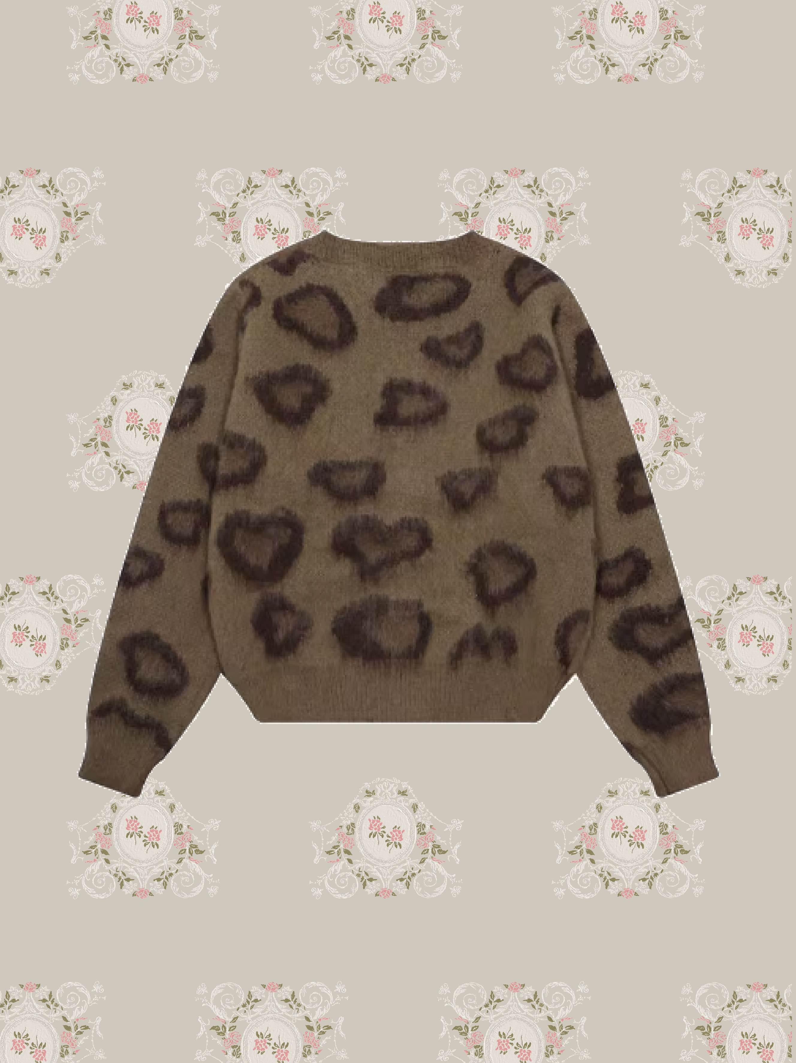 Leopard Motif Heart Cardigan/ヒョウ柄ハートカーディガン