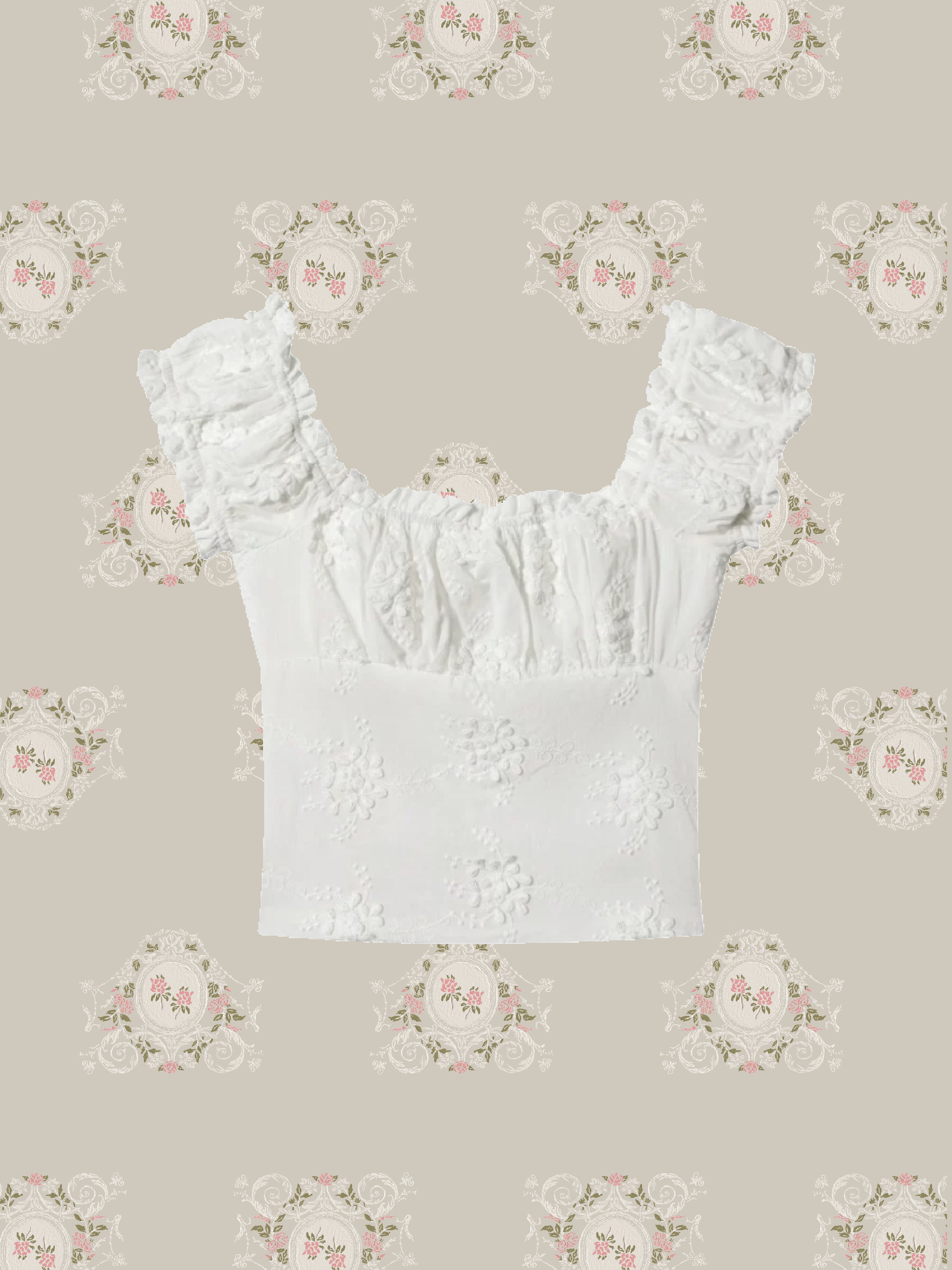 Sheer Embroidery Off Shoulder Top/シアー刺繍オフショルダートップス