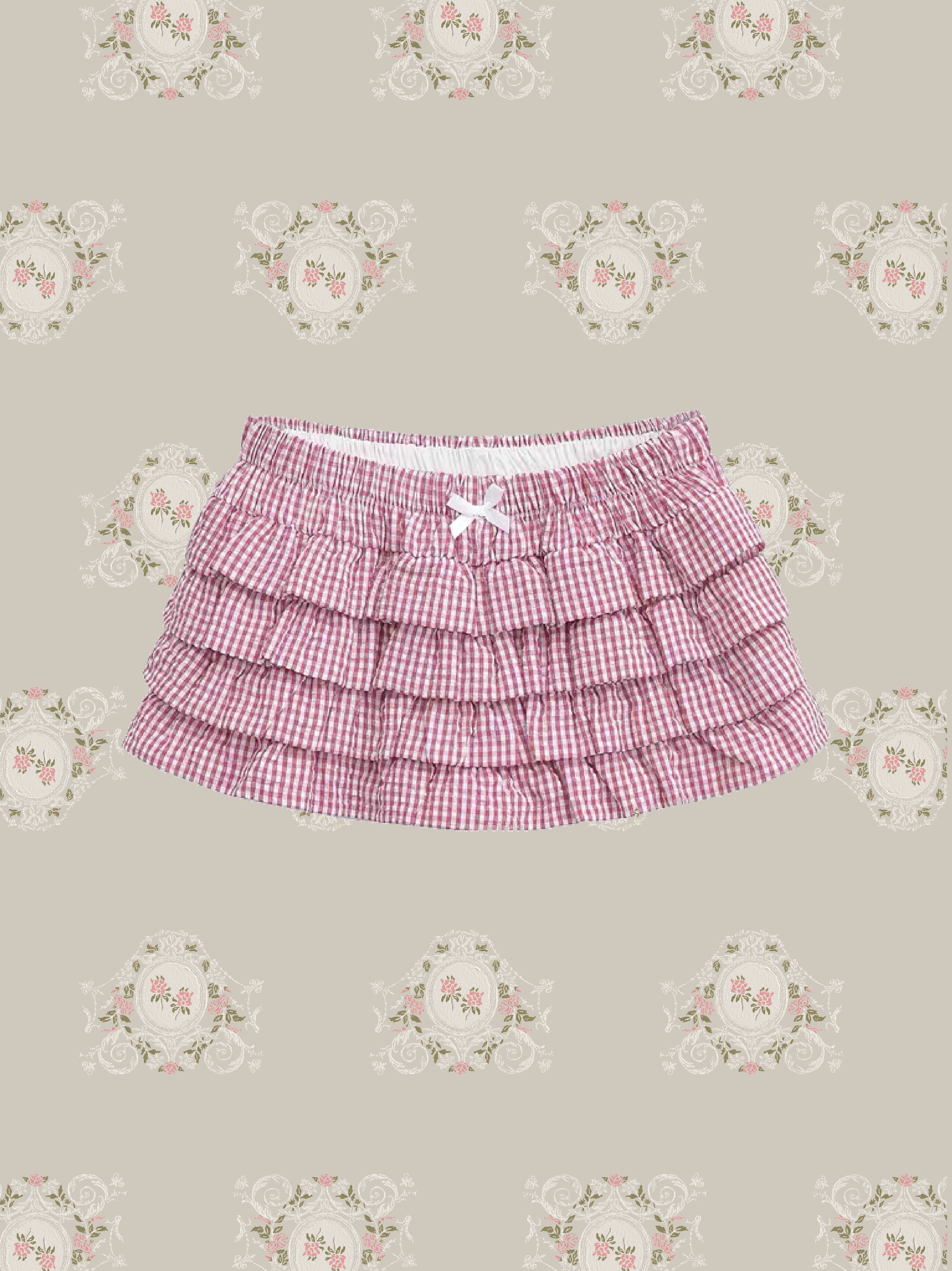 Sweet Bow Tiered Gingham Skirt/スウィートボウティアードギンガムスカート