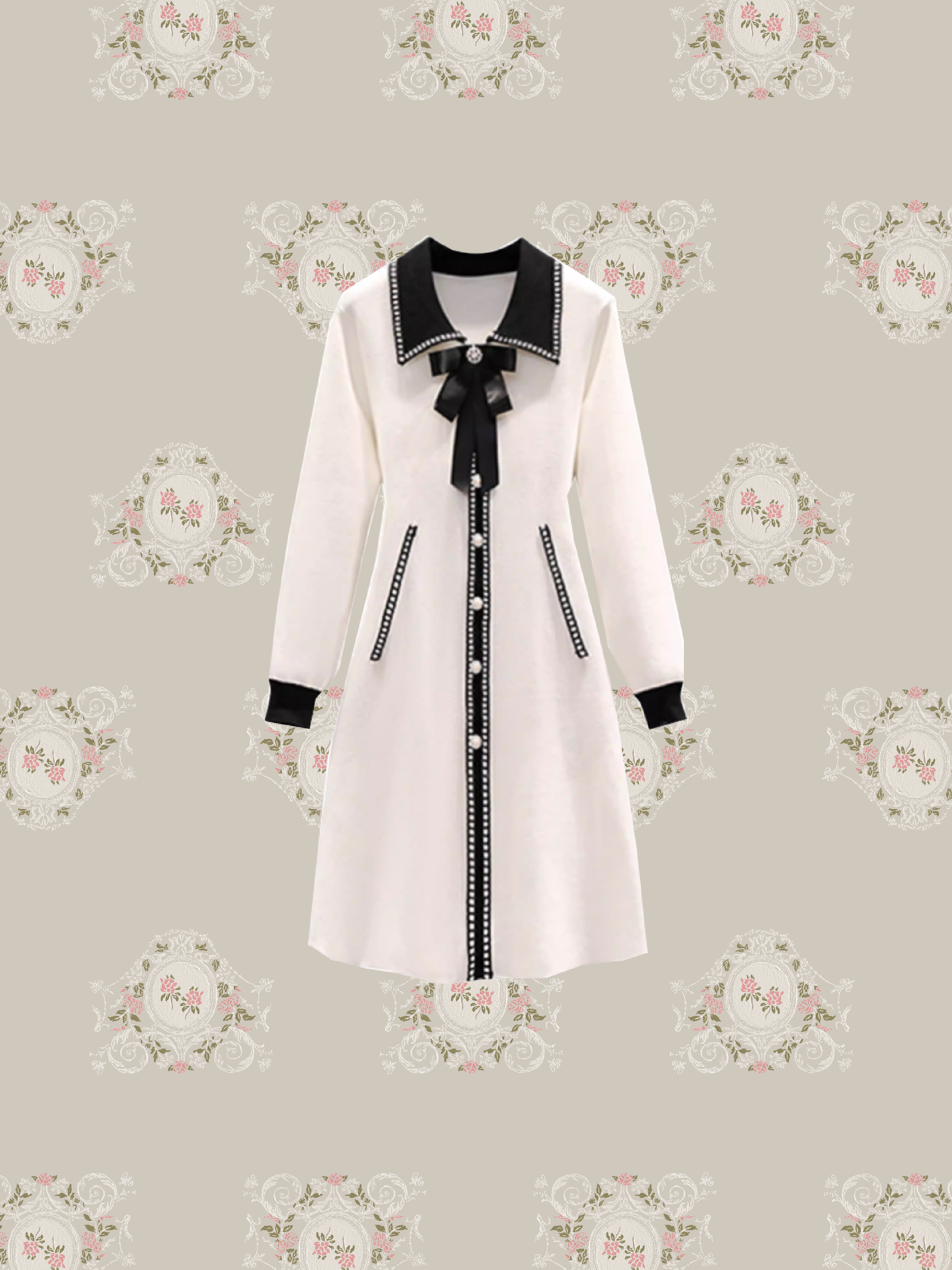 Elegant Piping Knit One Piece/エレガントパイピングニットワンピース