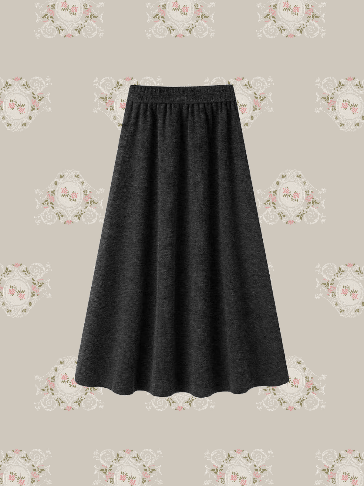 Lace Trim Round Collar Knit Cardigan Long Skirt Set Up/レーストリムラウンドカラーニットカーディガンロングスカートセットアップ
