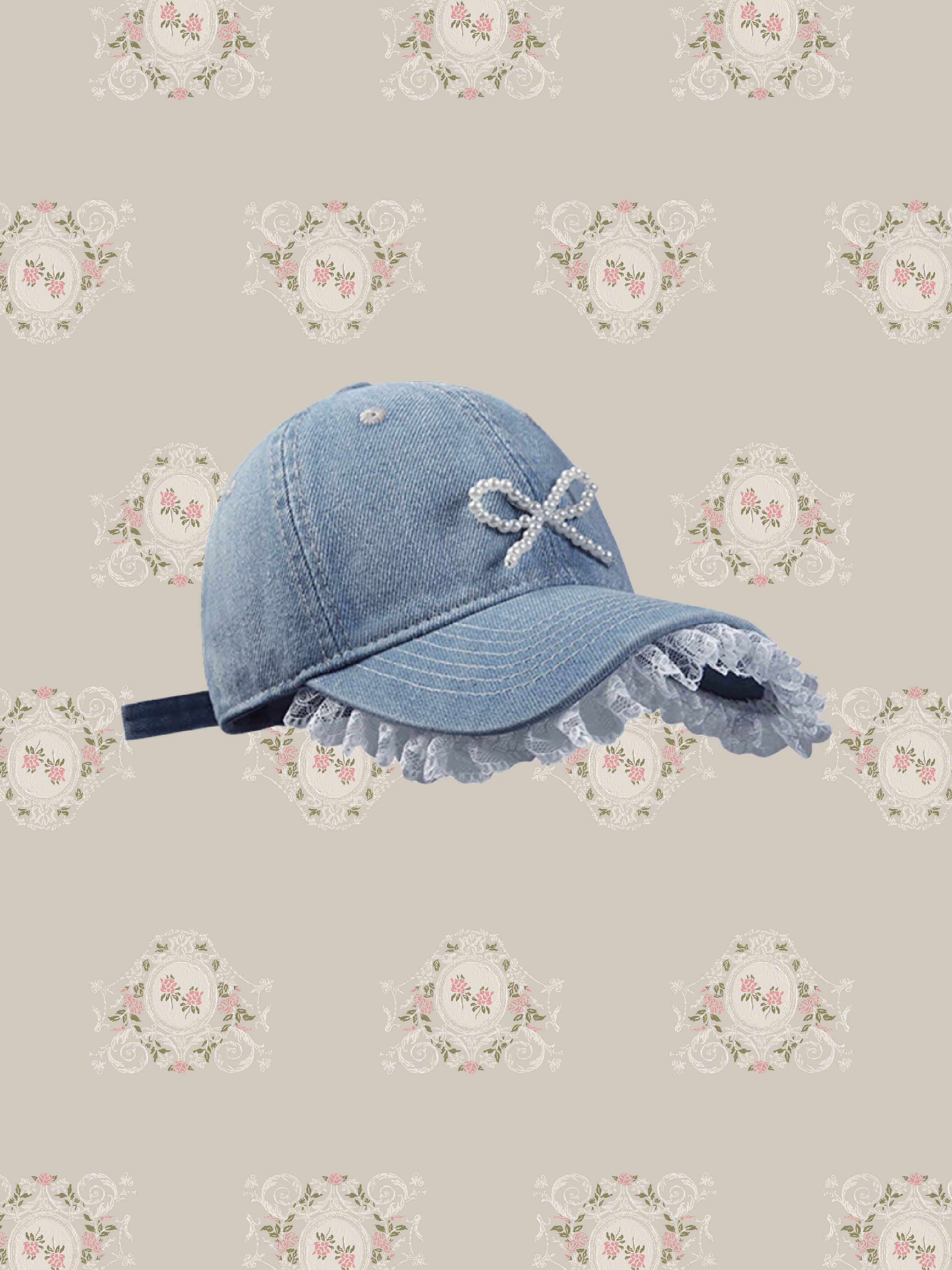 Lace Frill Denim Cap/レースフリルデニムキャップ
