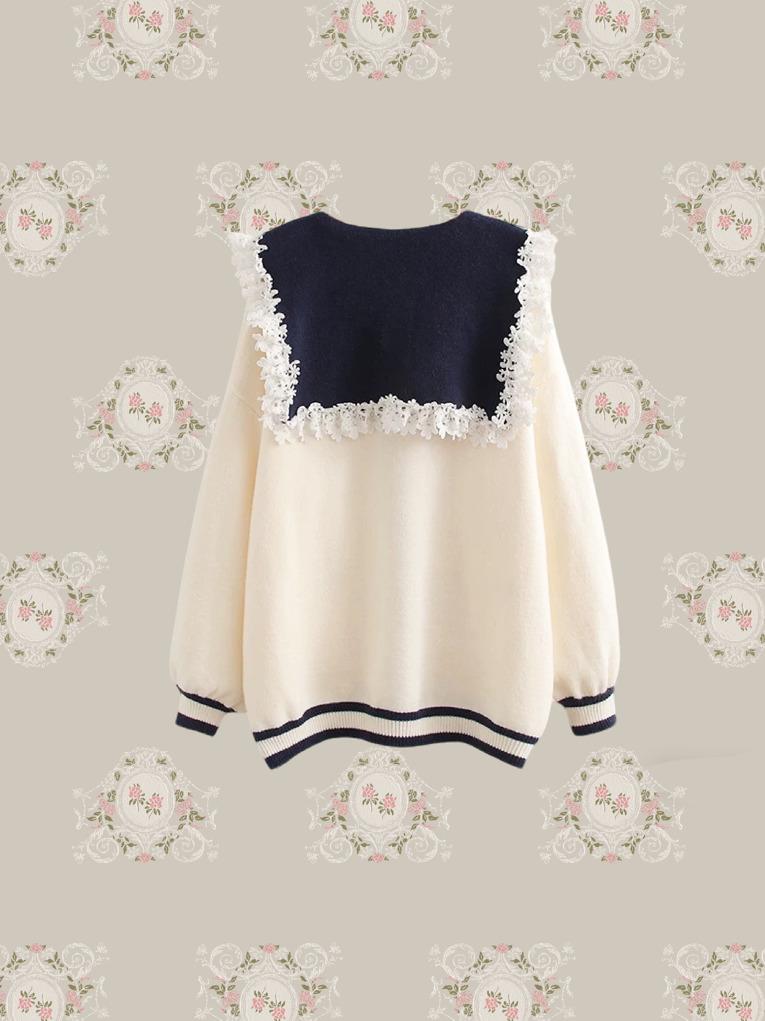 Preppy Lace Collar Cardigan/プレッピーレースカラーカーディガン