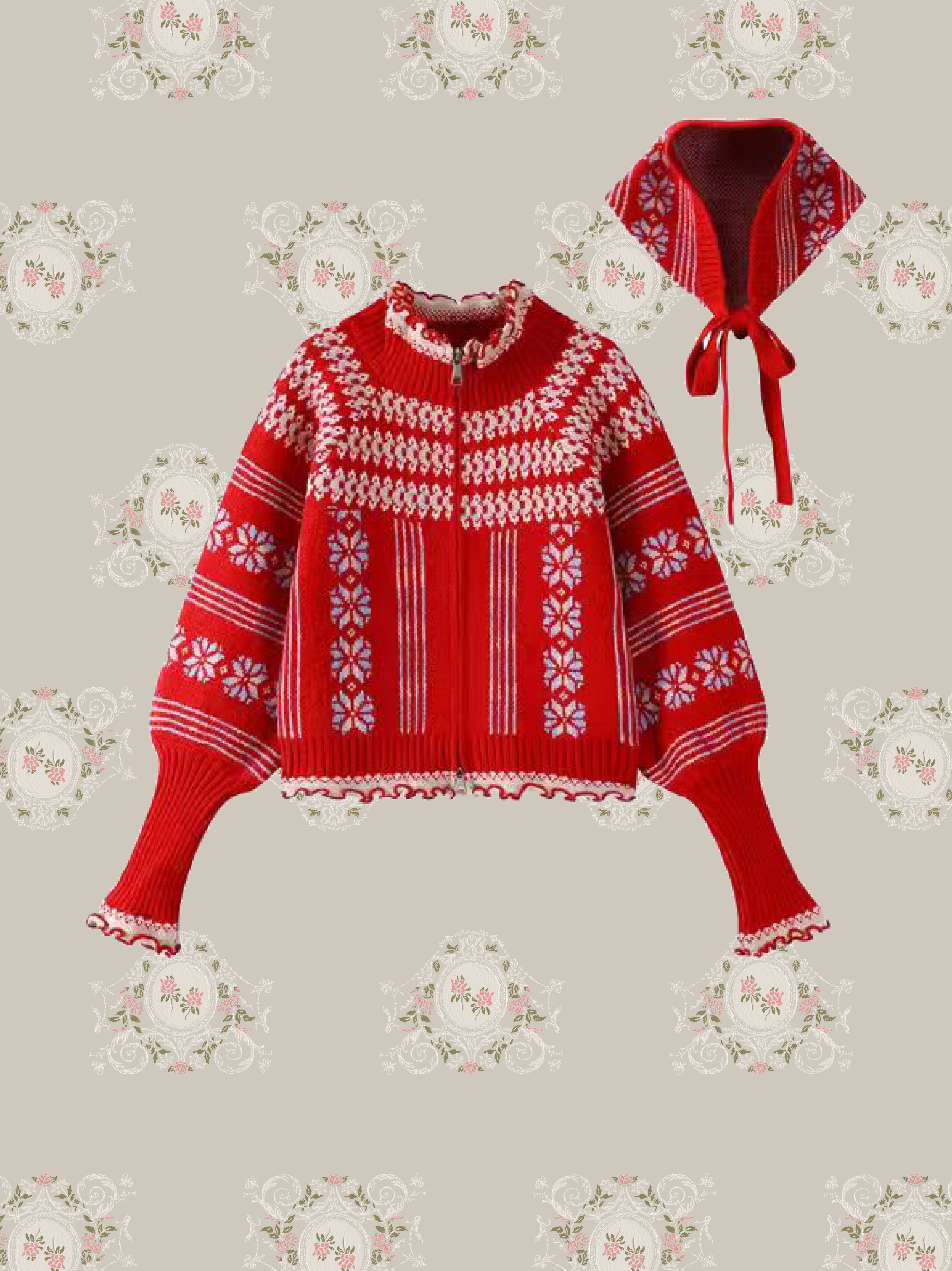 Jacquard Cardigan With Head Piece/ヘッドドレス付きジャカードカーディガン