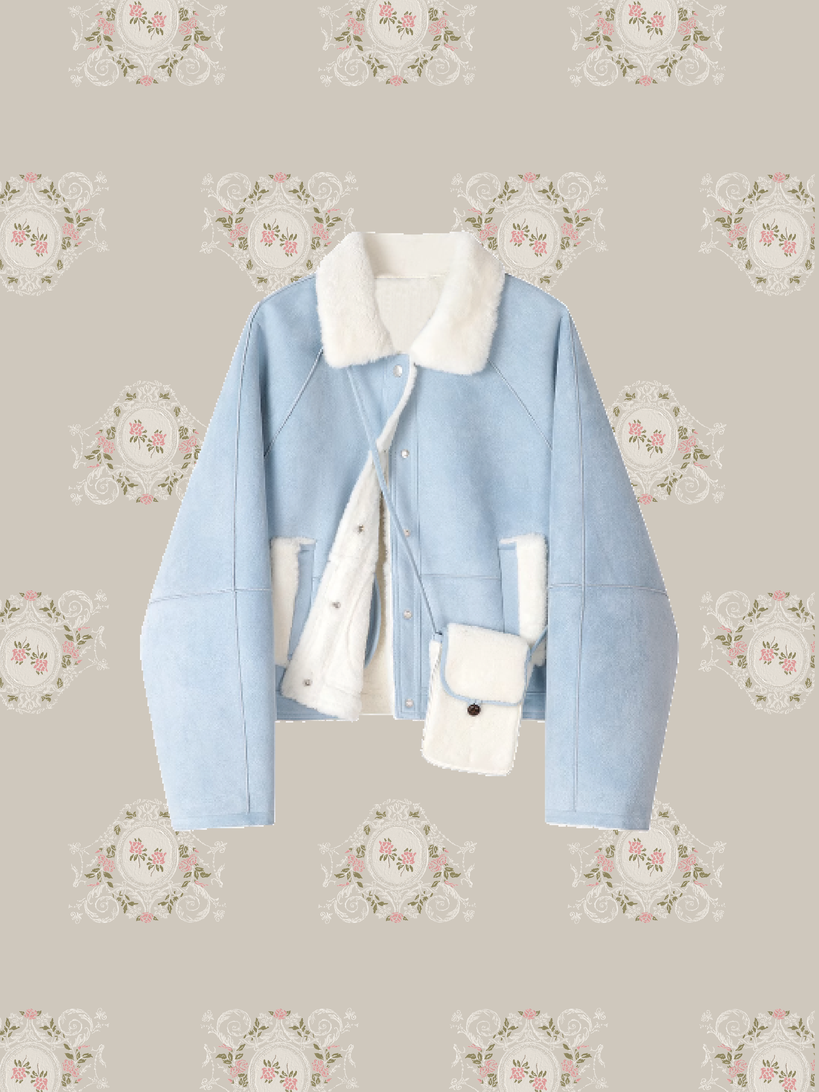 Cropped Mouton Jacket With Mini Bag/ミニバッグ付きクロップドムートンジャケット