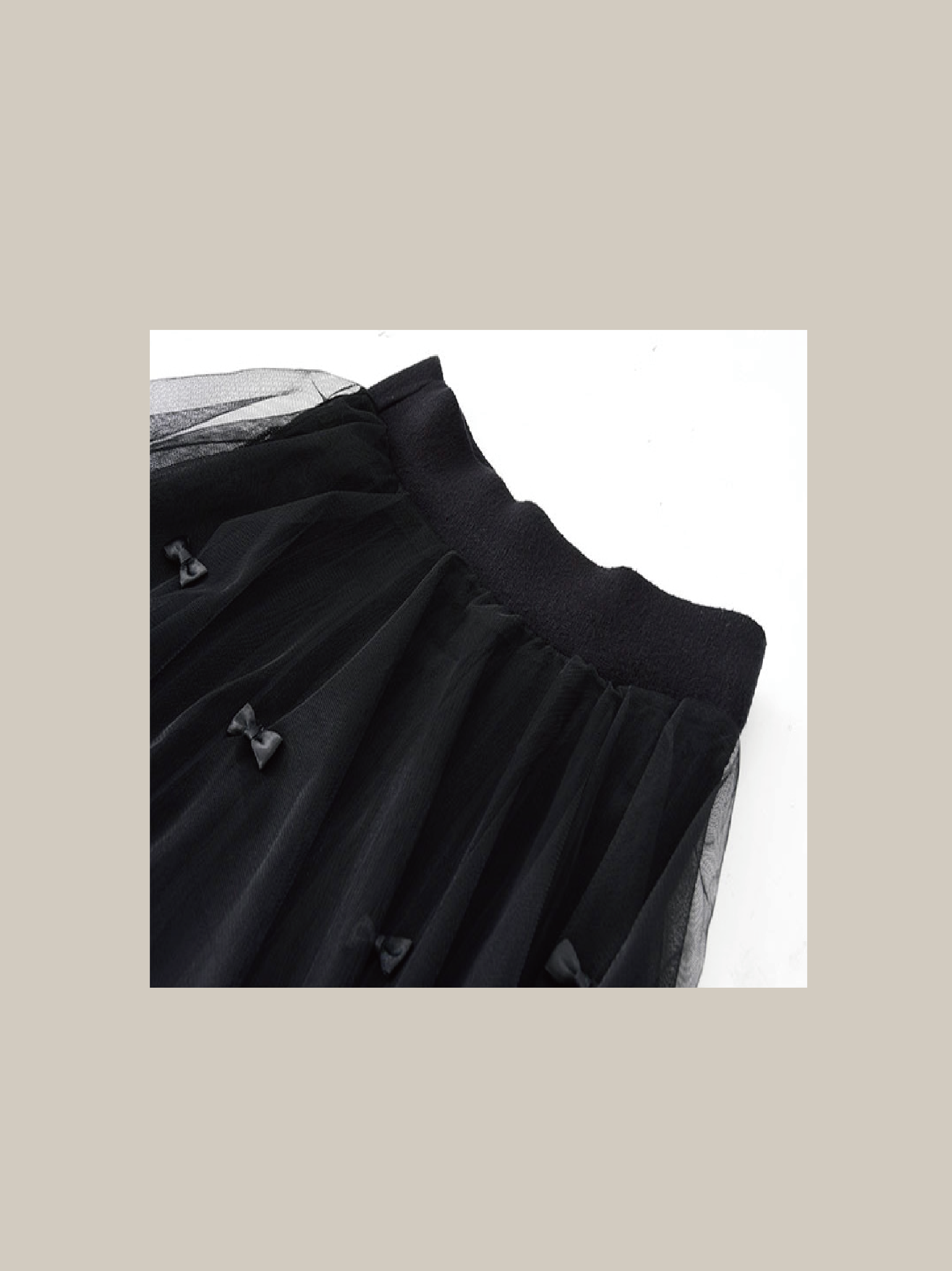 Lace Stitching Ribbon Knit Skirt