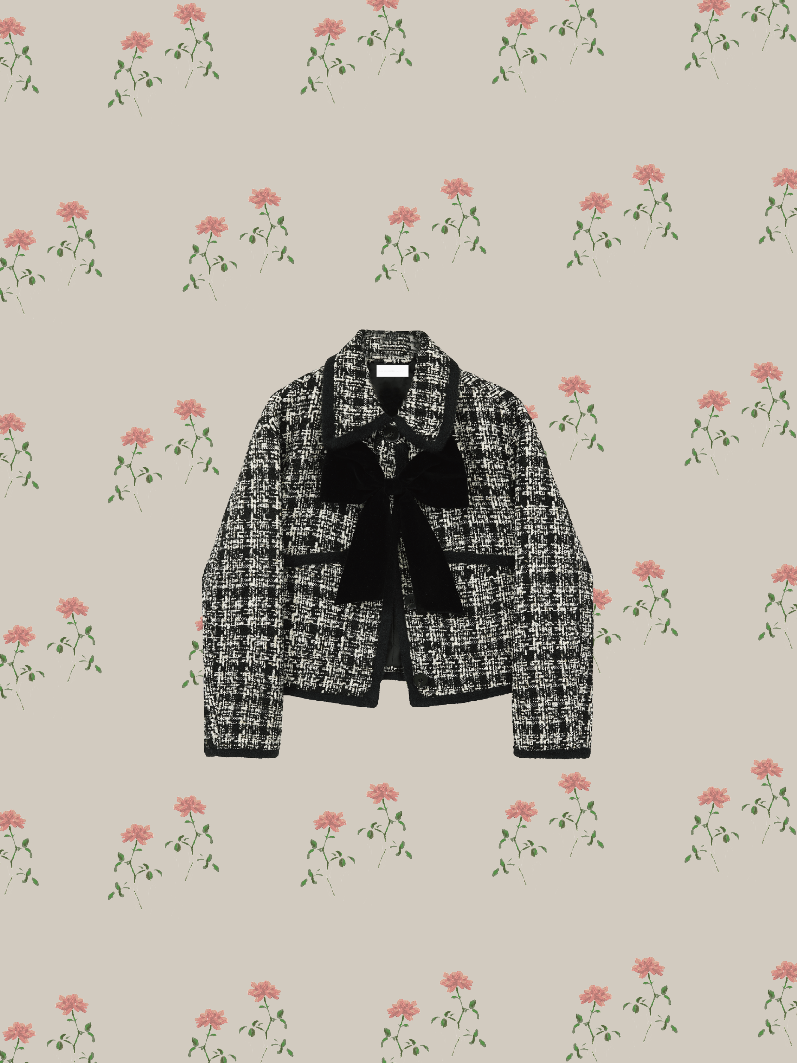 Ribbon Piping Tweed Jacket