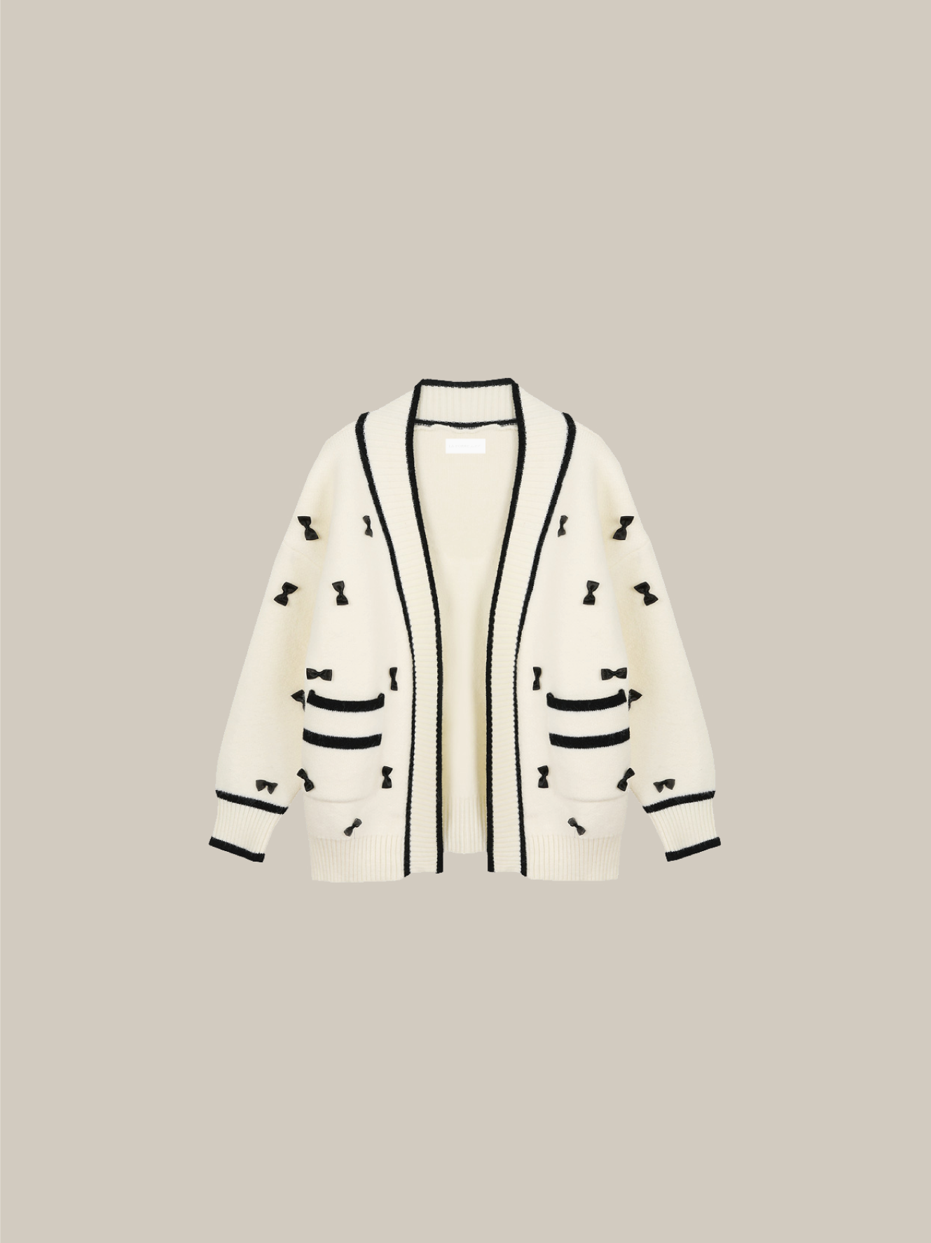 Bicolor Ribbon Mix Knit Cardigan