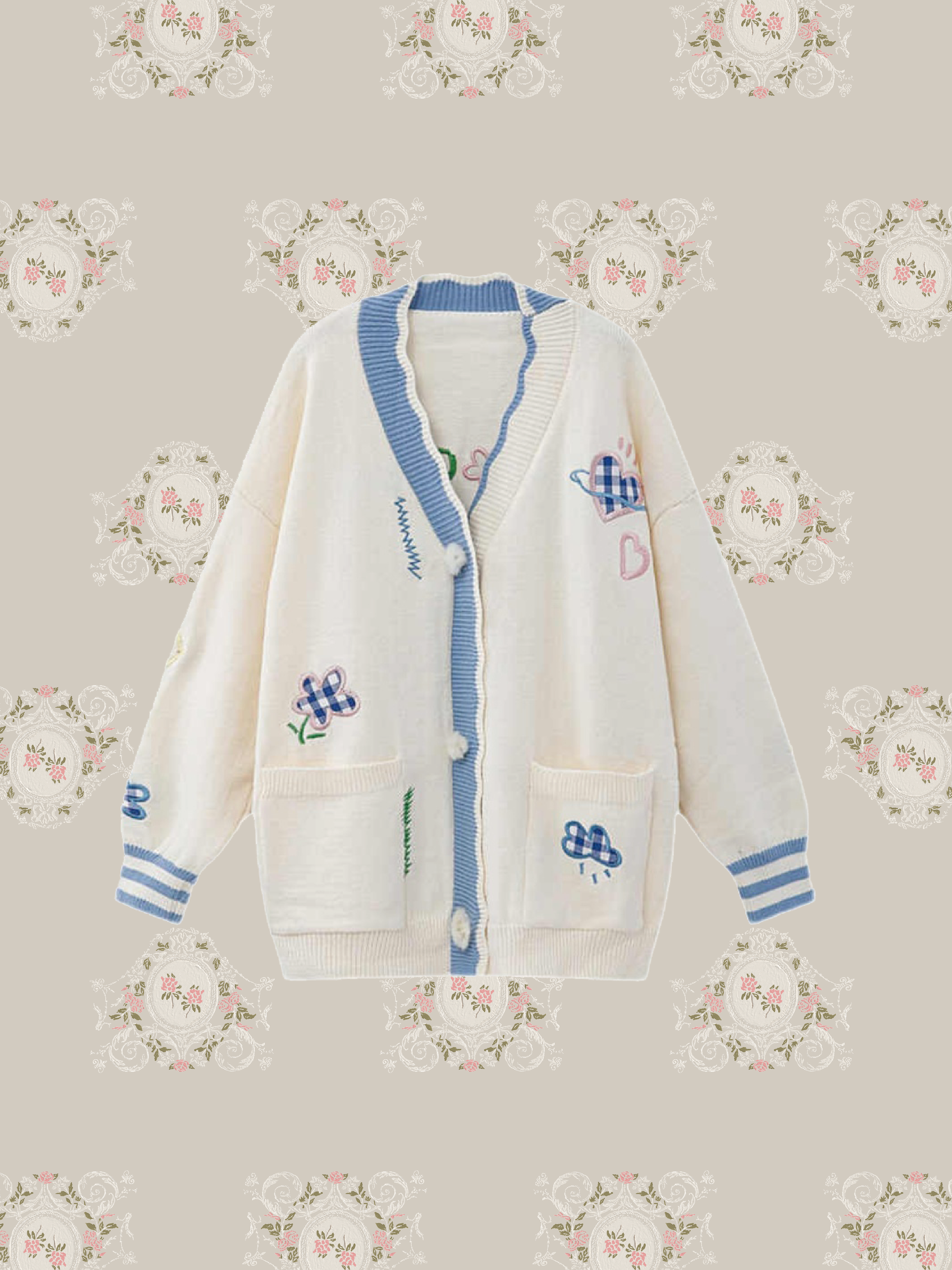 Cheerful Wave Neck Cardigan