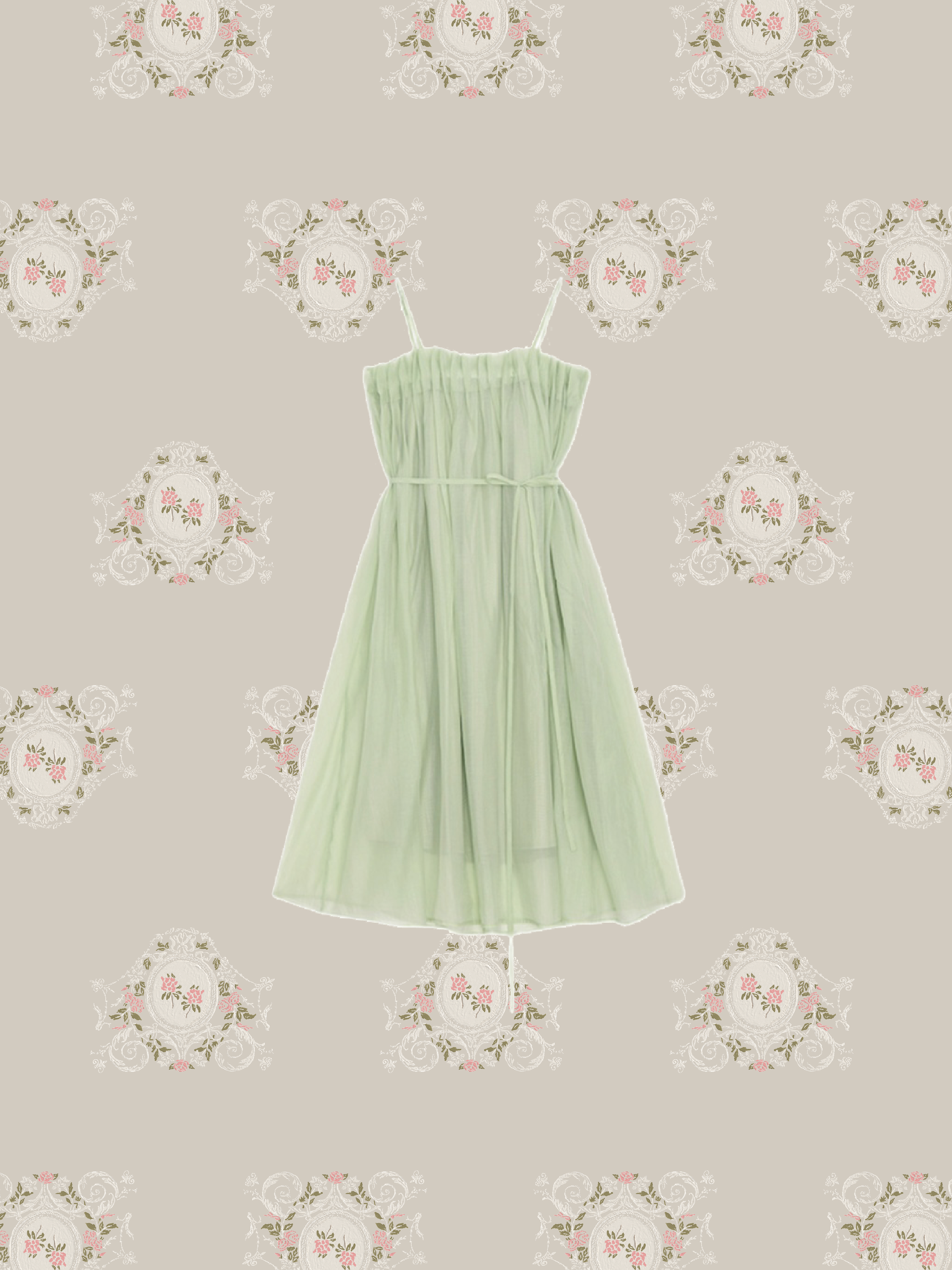 Green Slip Gauze Dress