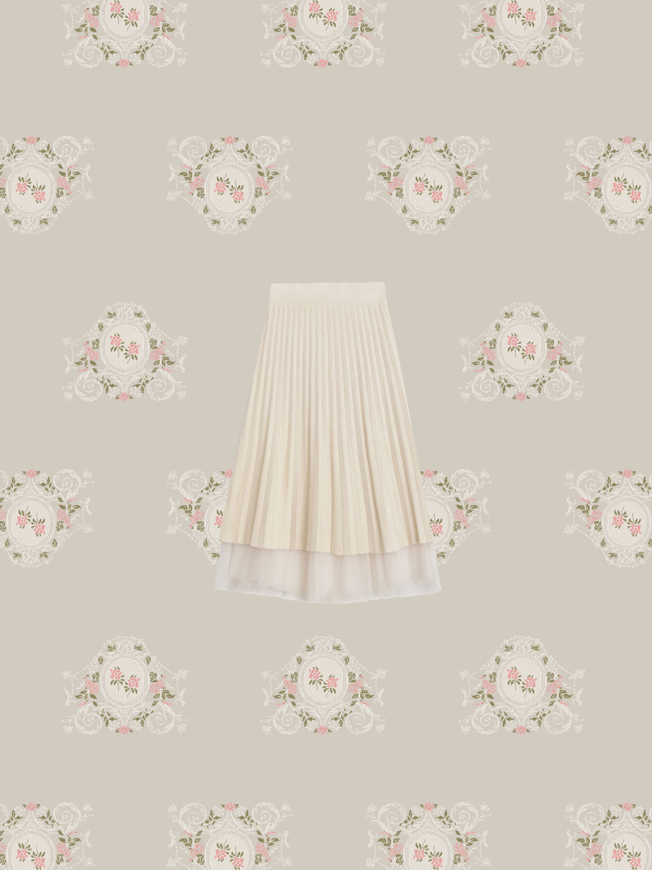 Lace Stitching Ribbon Knit Skirt