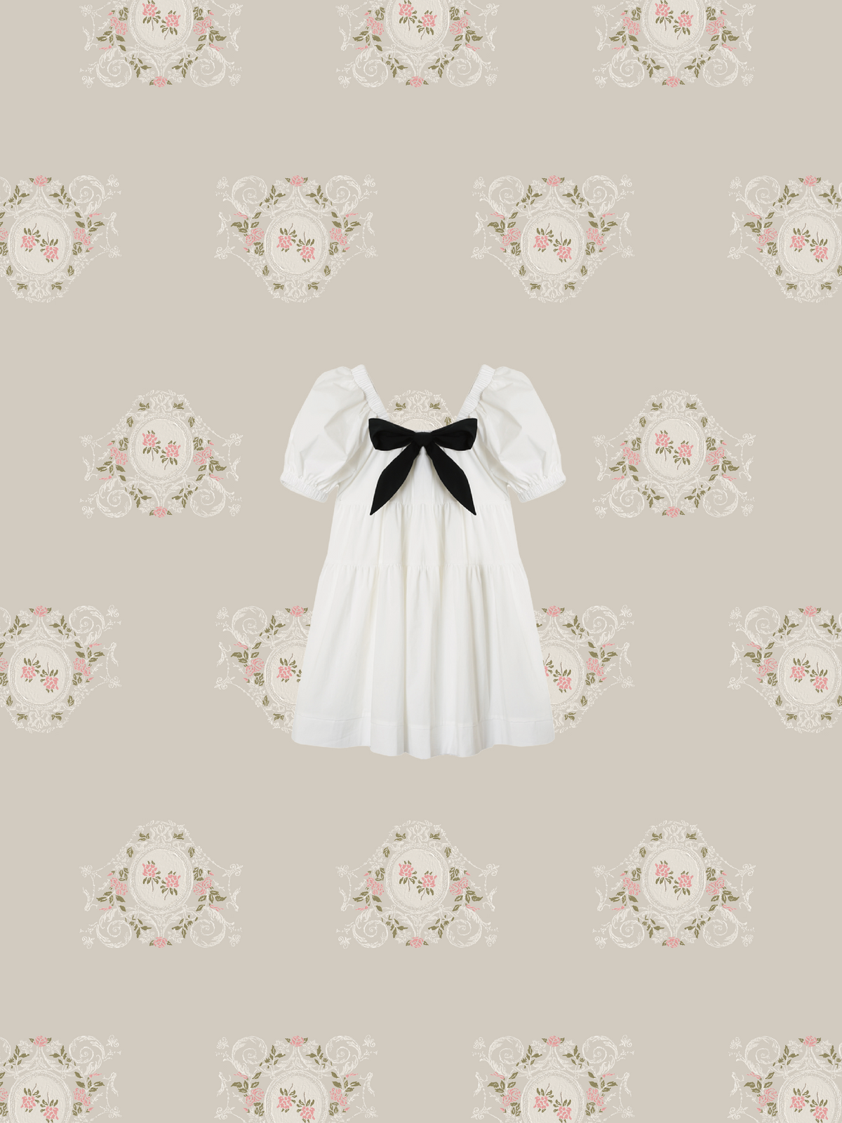 White Puff Ribbon Volume Dress